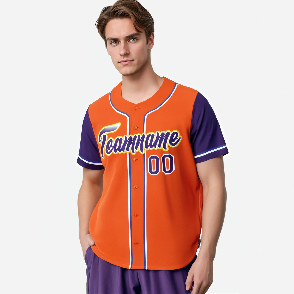 Custom Orange Purple Authentic Baseball Jersey