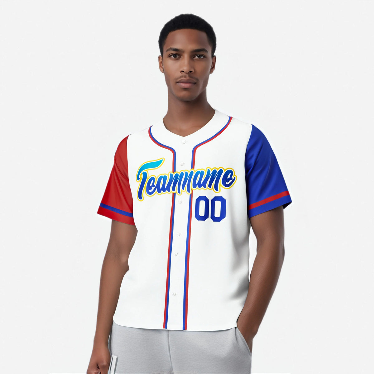 Custom White Red Royal Blue Authentic Baseball Jersey