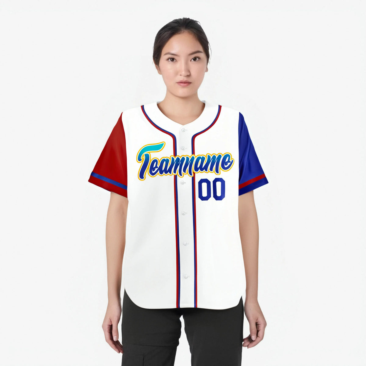 Custom White Red Royal Blue Authentic Baseball Jersey