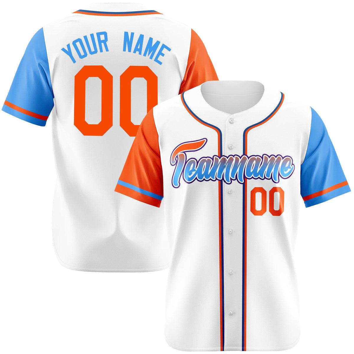 Custom White Orange Powder Blue Authentic Baseball Jersey