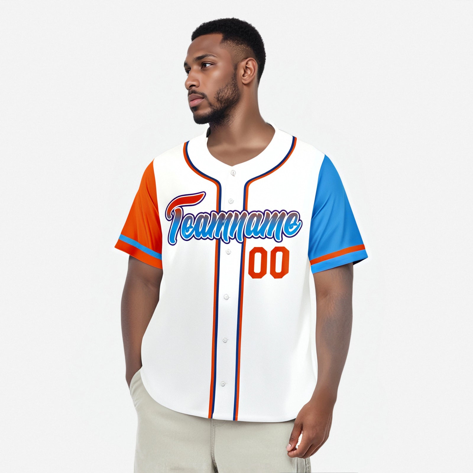 Custom White Orange Powder Blue Authentic Baseball Jersey