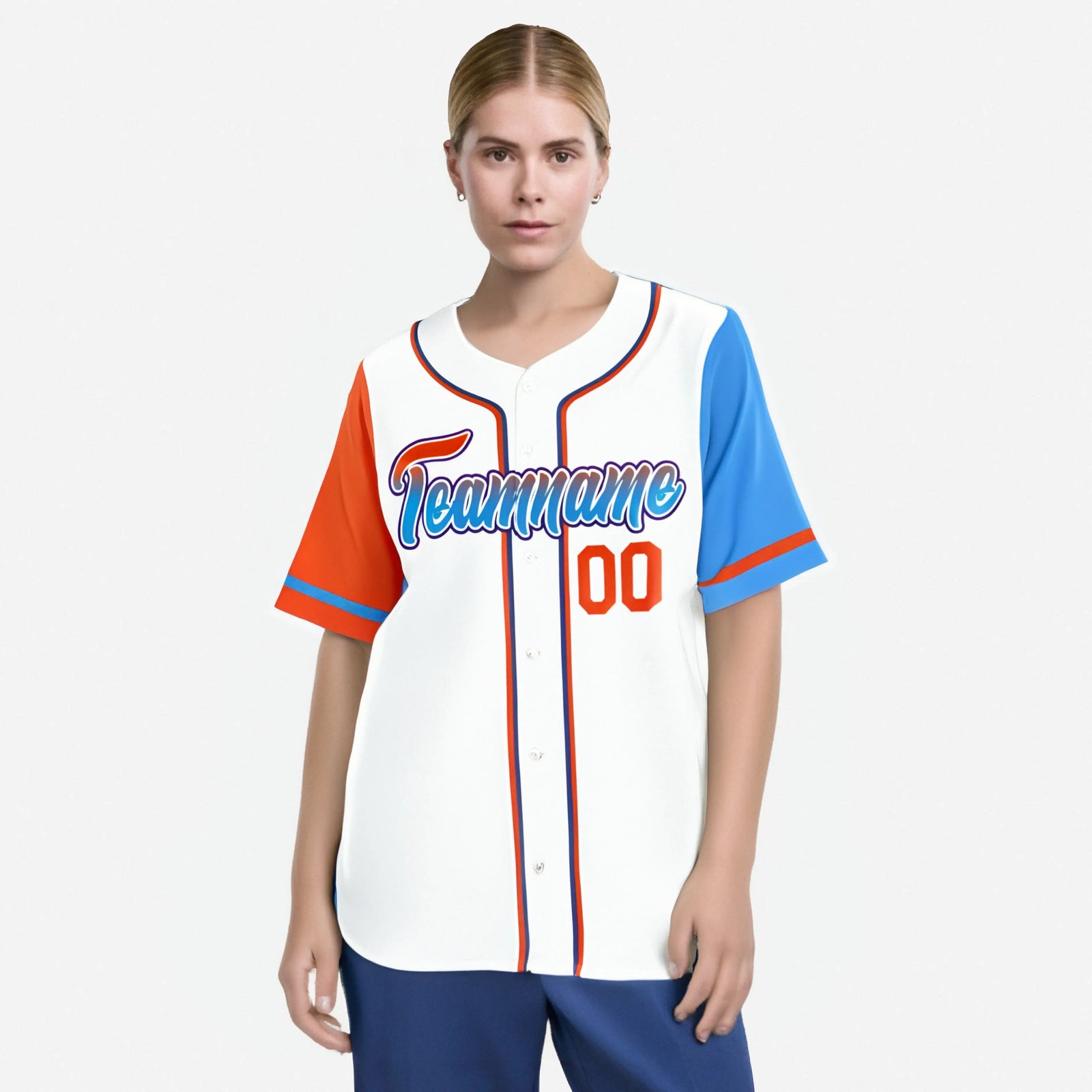 Custom White Orange Powder Blue Authentic Baseball Jersey