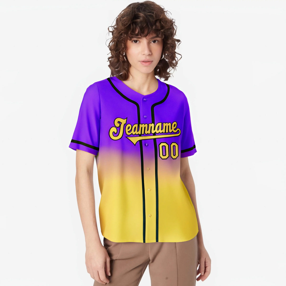 Custom Purple Yellow-Black Authentic Fade Fashion Baseball Jersey