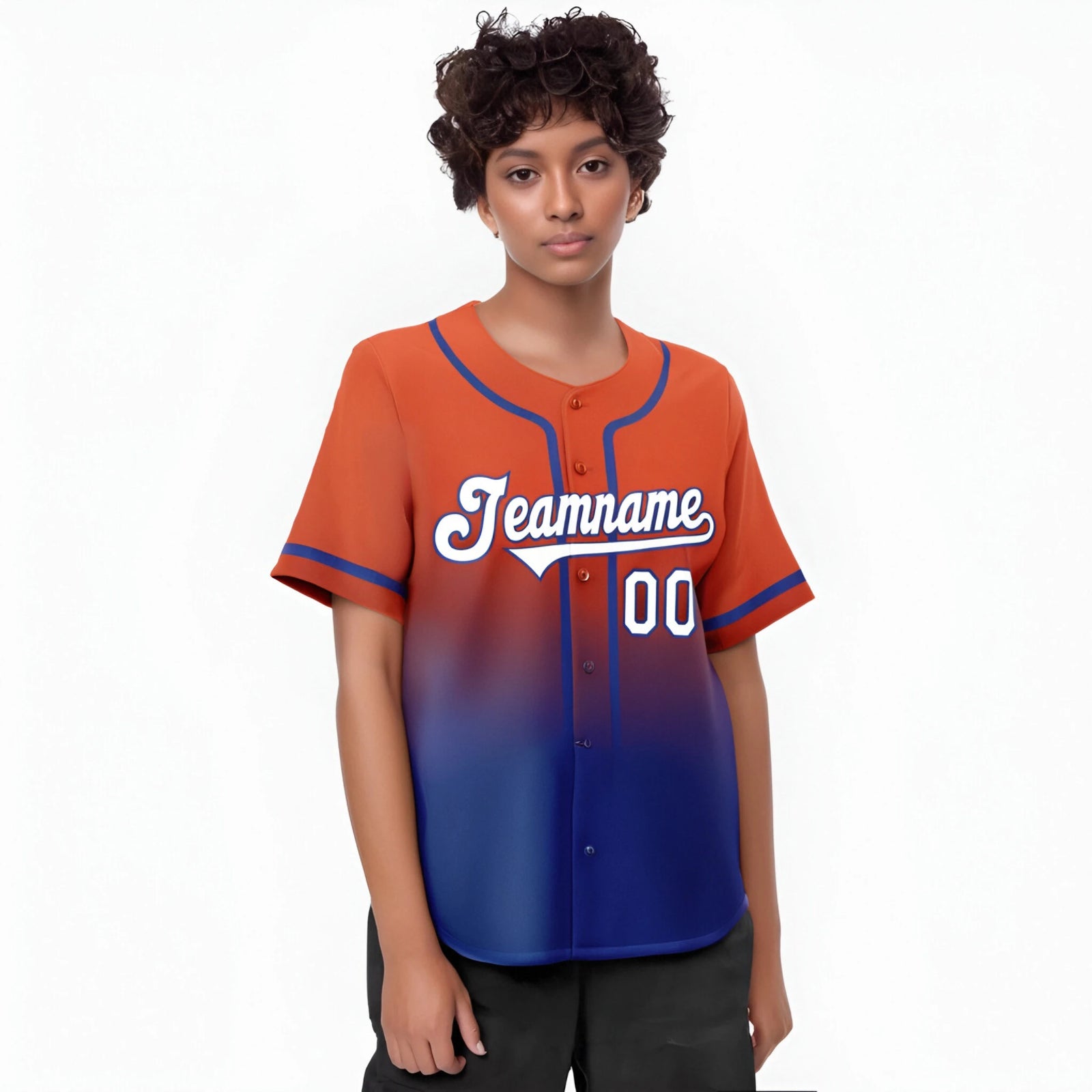Custom Orange-Royal Blue-White Authentic Fade Fashion Baseball Jersey
