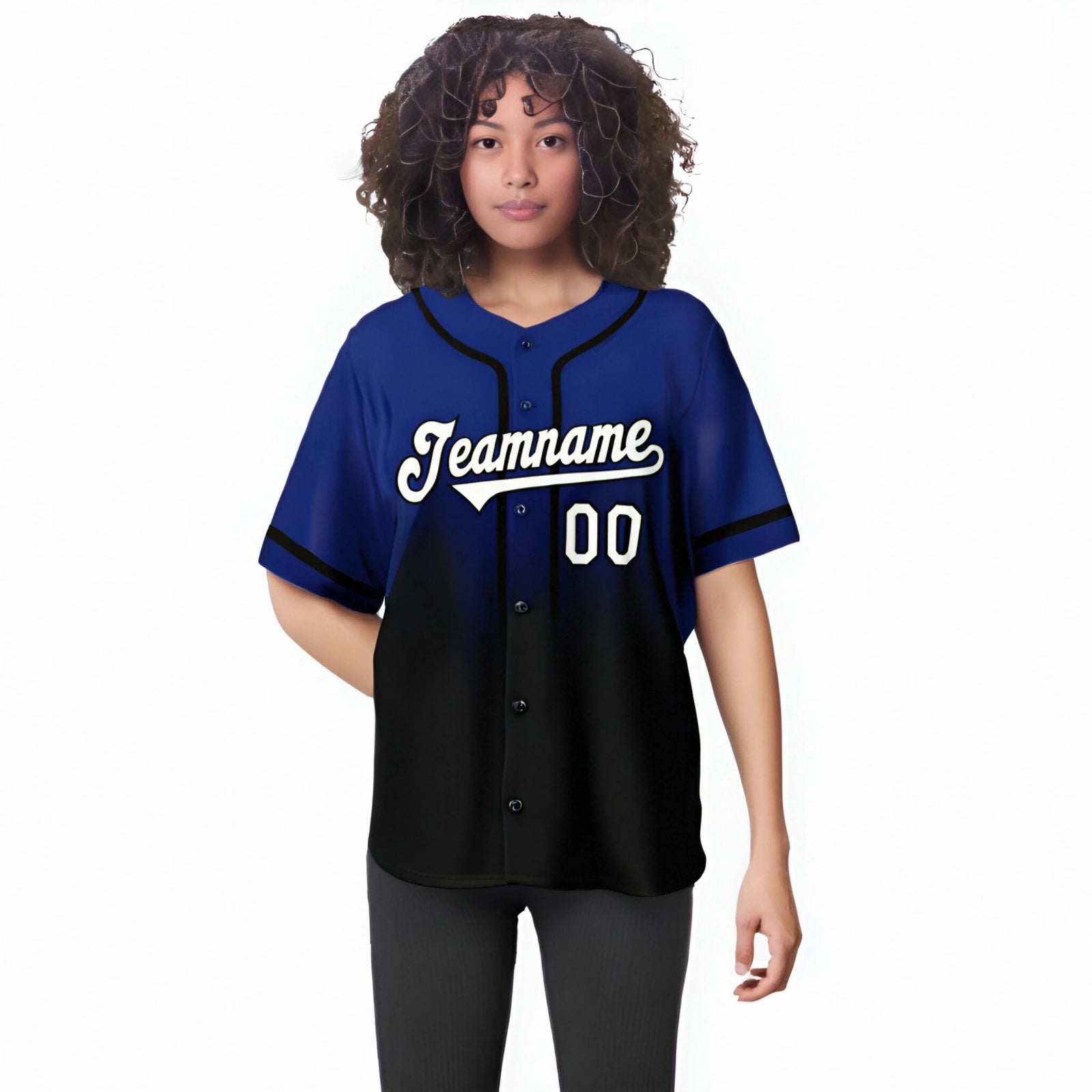 Custom Royal Blue Black-White Authentic Fade Fashion Baseball Jersey