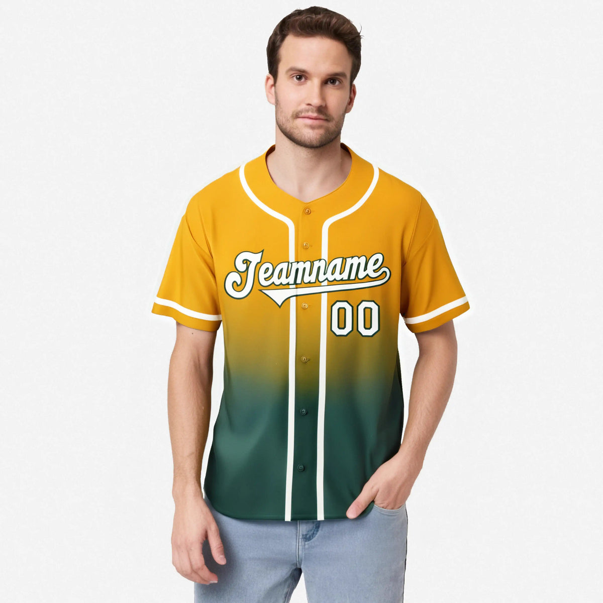 Custom Yellow Green Authentic Fade Fashion Baseball Jersey
