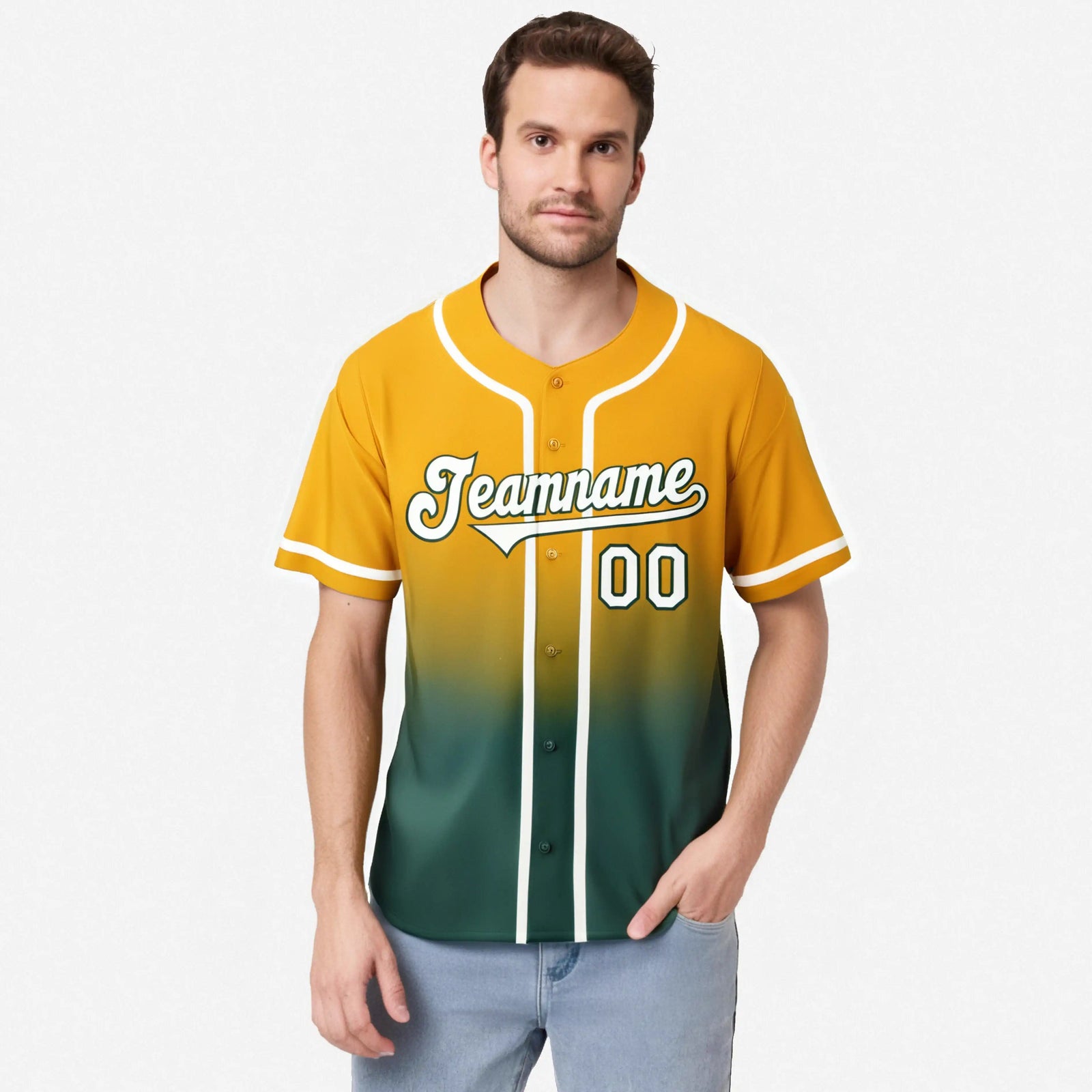 Custom Yellow Green Authentic Fade Fashion Baseball Jersey