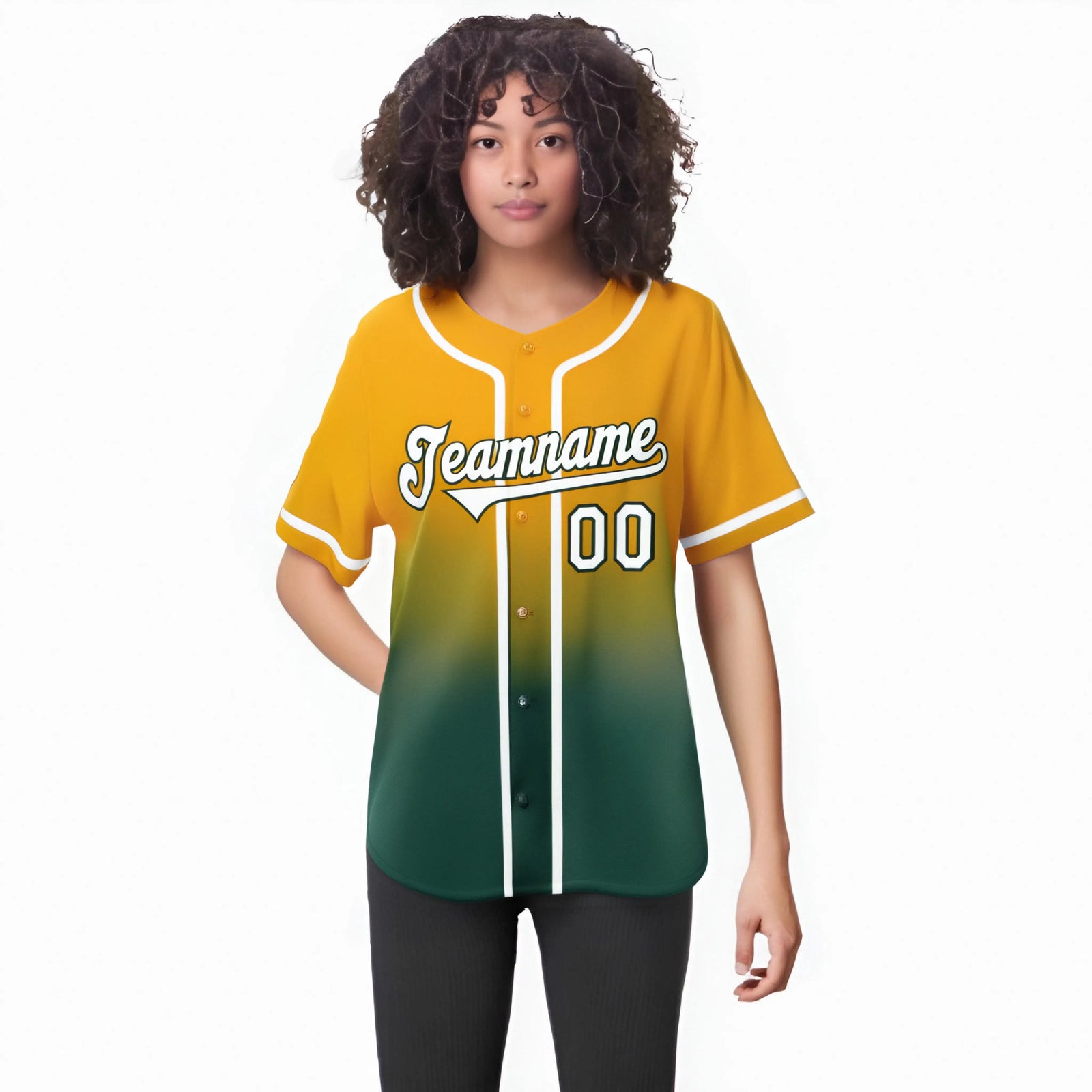 Custom Yellow Green Authentic Fade Fashion Baseball Jersey
