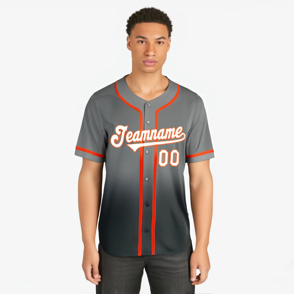 Custom Gray White-Orange Authentic Fade Fashion Baseball Jersey