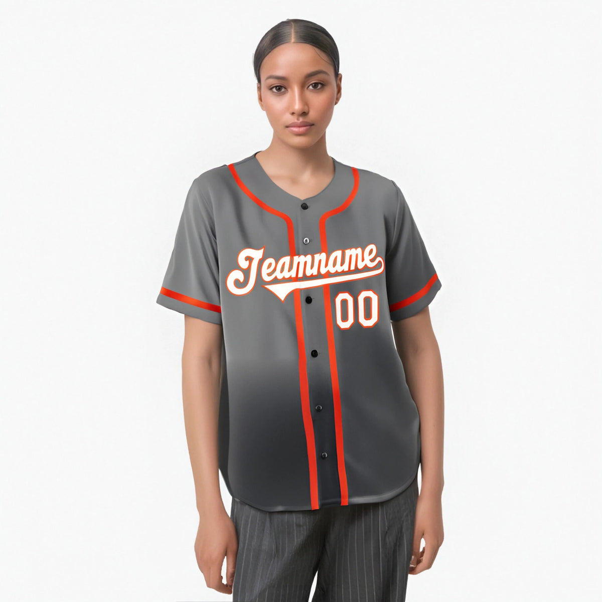 Custom Gray White-Orange Authentic Fade Fashion Baseball Jersey