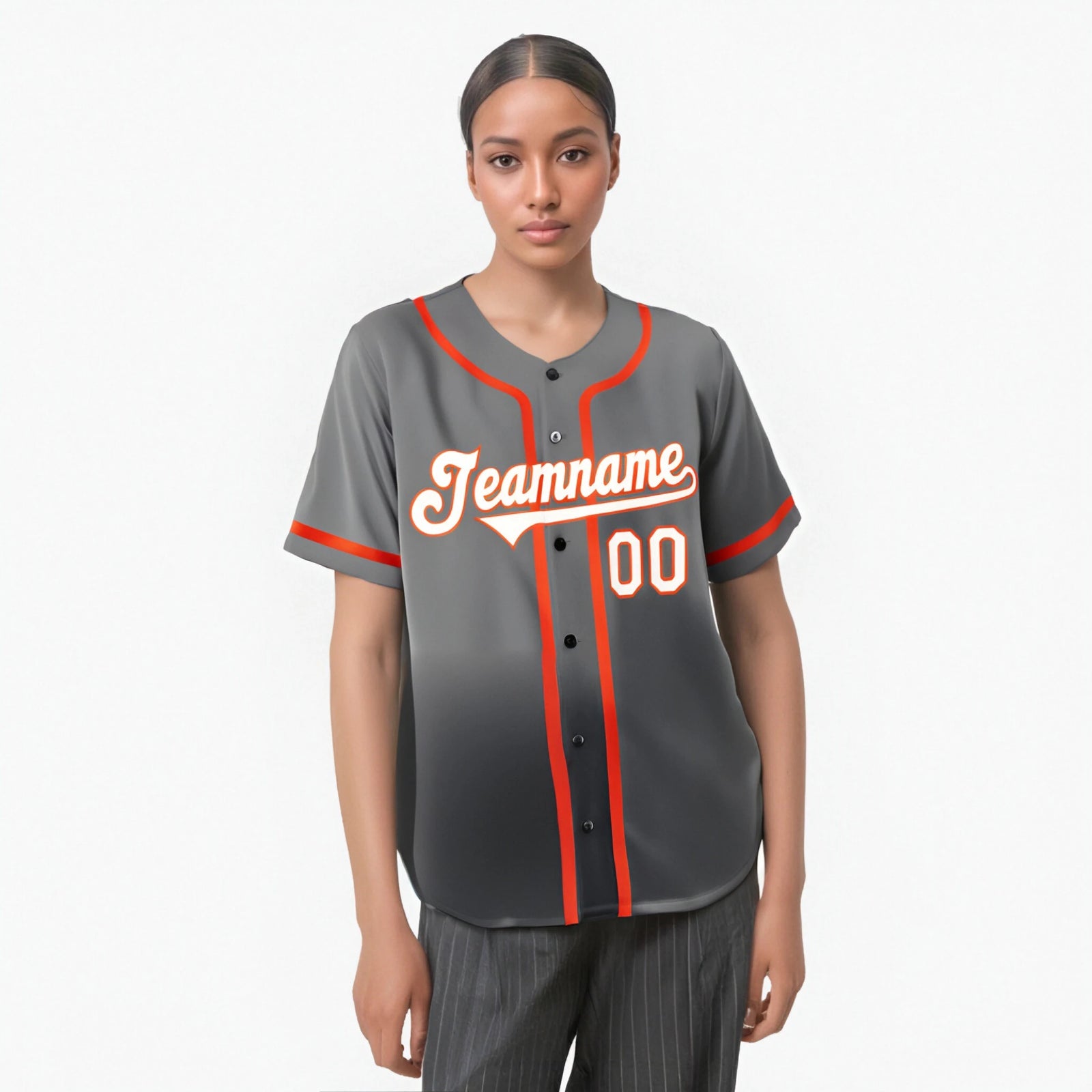 Custom Gray White-Orange Authentic Fade Fashion Baseball Jersey