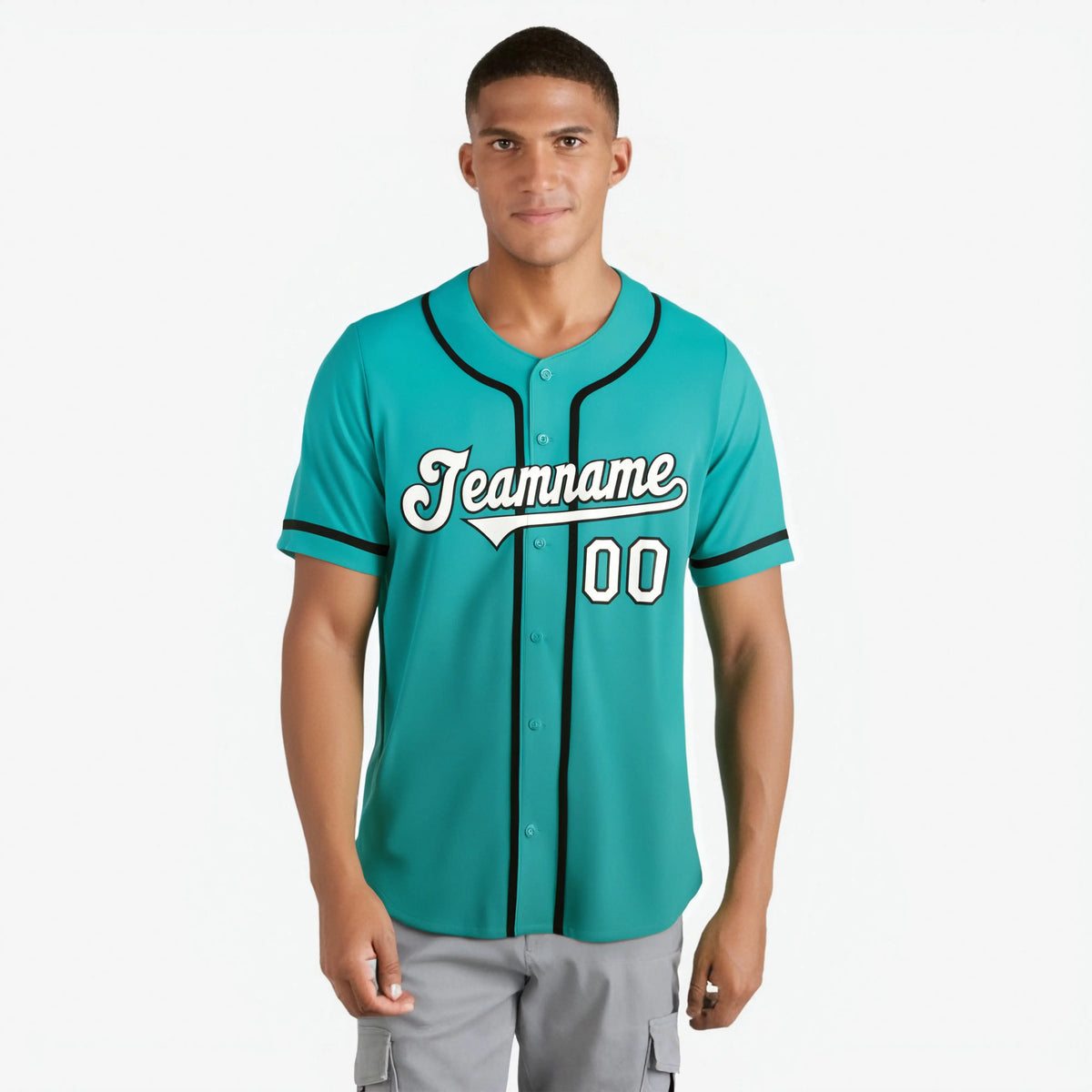 Custom Aqua White-Black Authentic Fade Fashion Baseball Jersey
