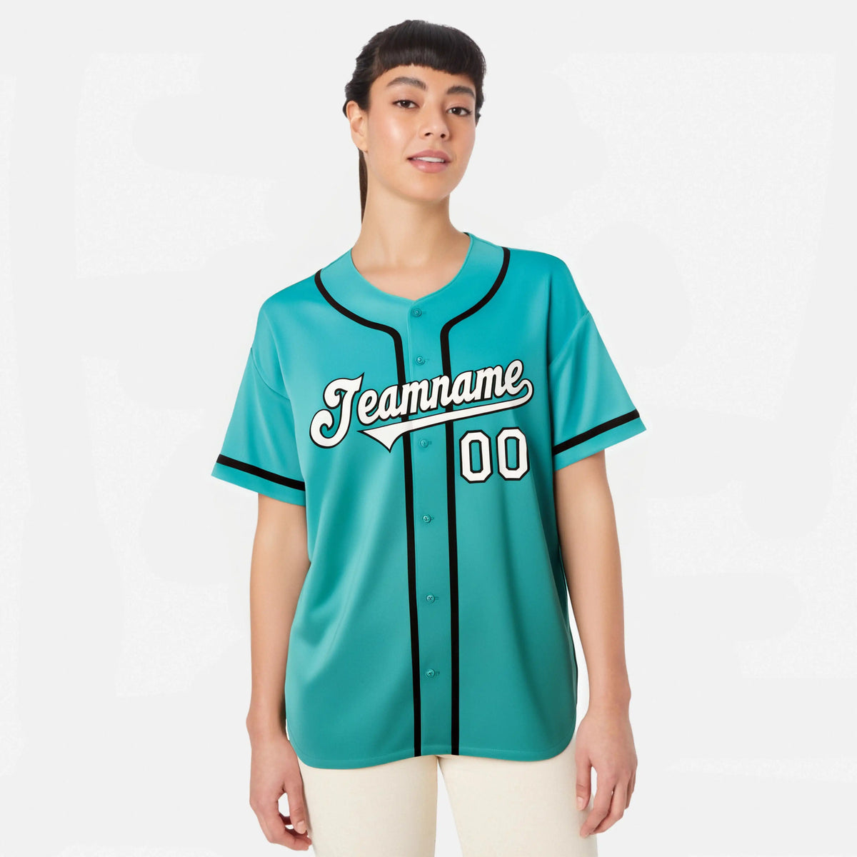 Custom Aqua White-Black Authentic Fade Fashion Baseball Jersey
