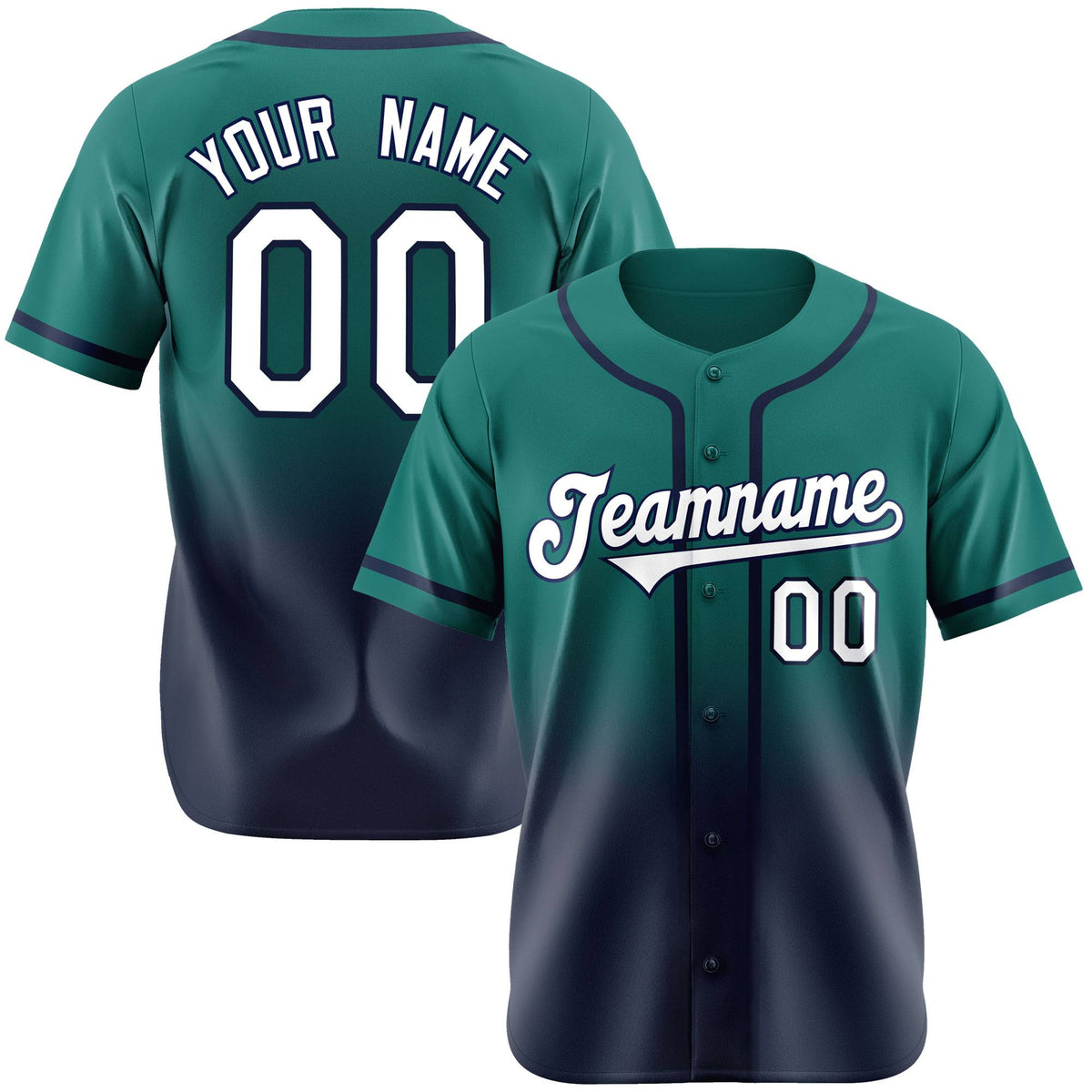 Custom Aqua Navy-White Authentic Fade Fashion Baseball Jersey