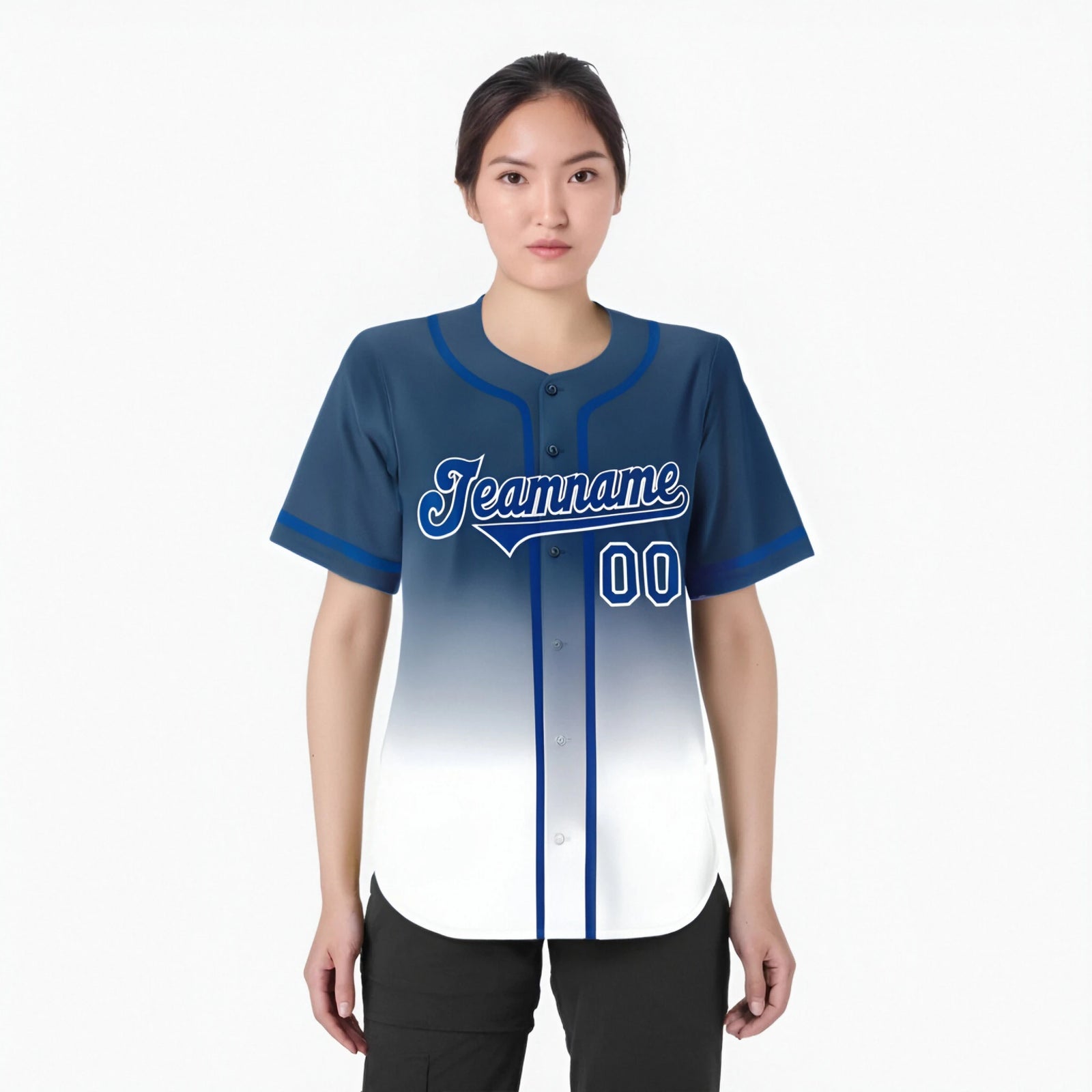 Custom Blue White Authentic Fade Fashion Baseball Jersey