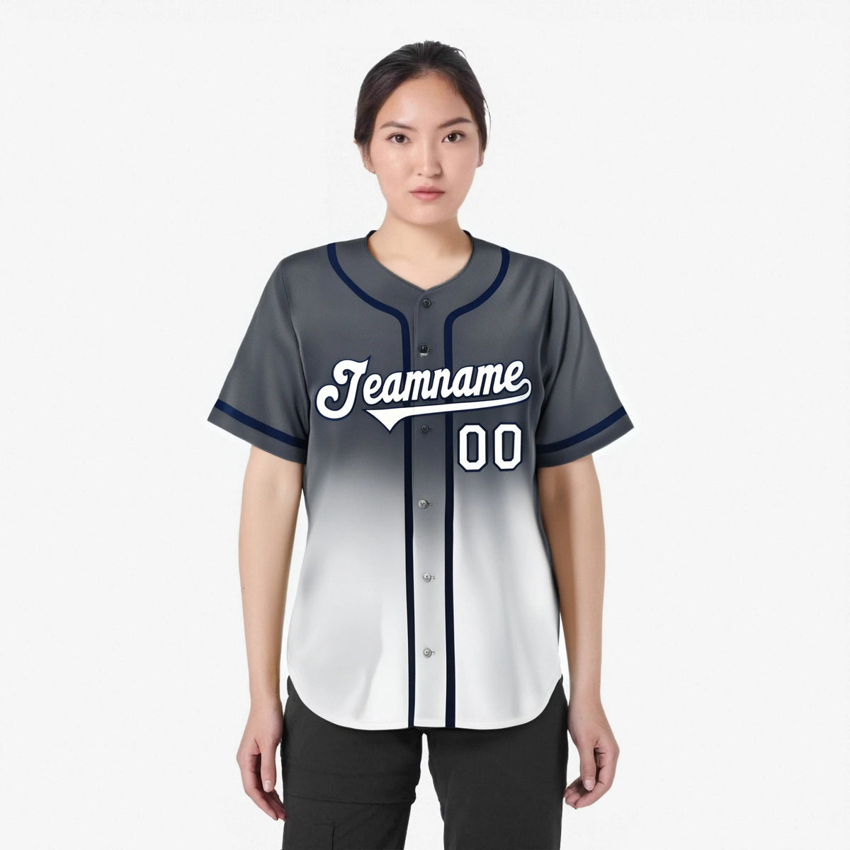 Custom Dark Gray White Authentic Fade Fashion Baseball Jersey
