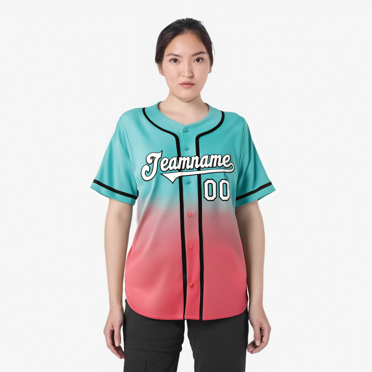 Custom Bright Green Red-Black Authentic Fade Fashion Baseball Jersey