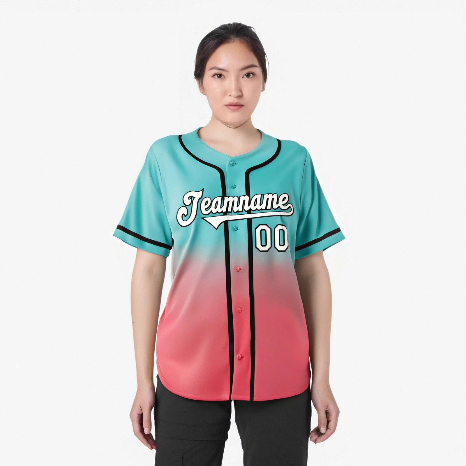Custom Bright Green Red-Black Authentic Fade Fashion Baseball Jersey