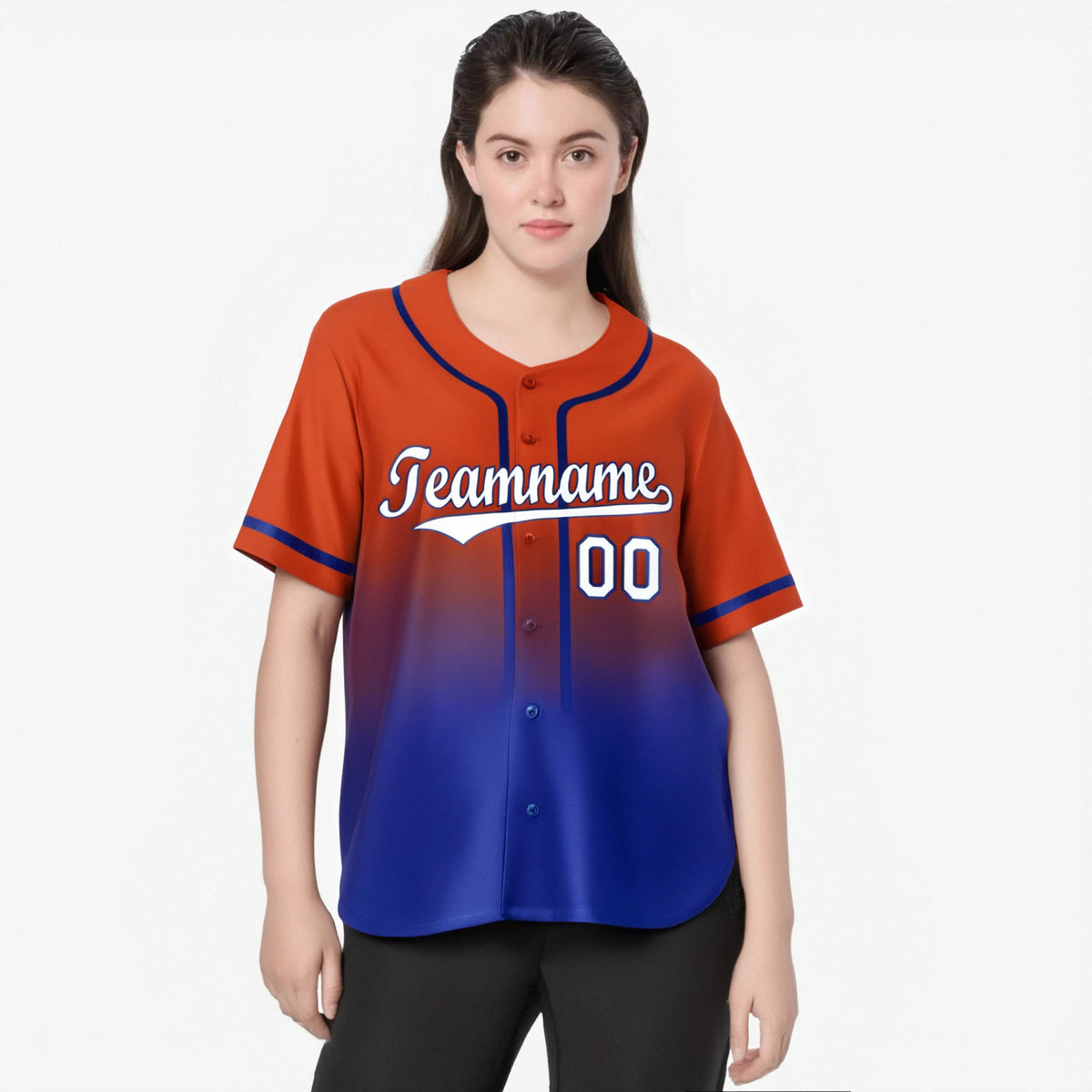 Custom Orange-Royal Blue-White Authentic Fade Fashion Baseball Jersey