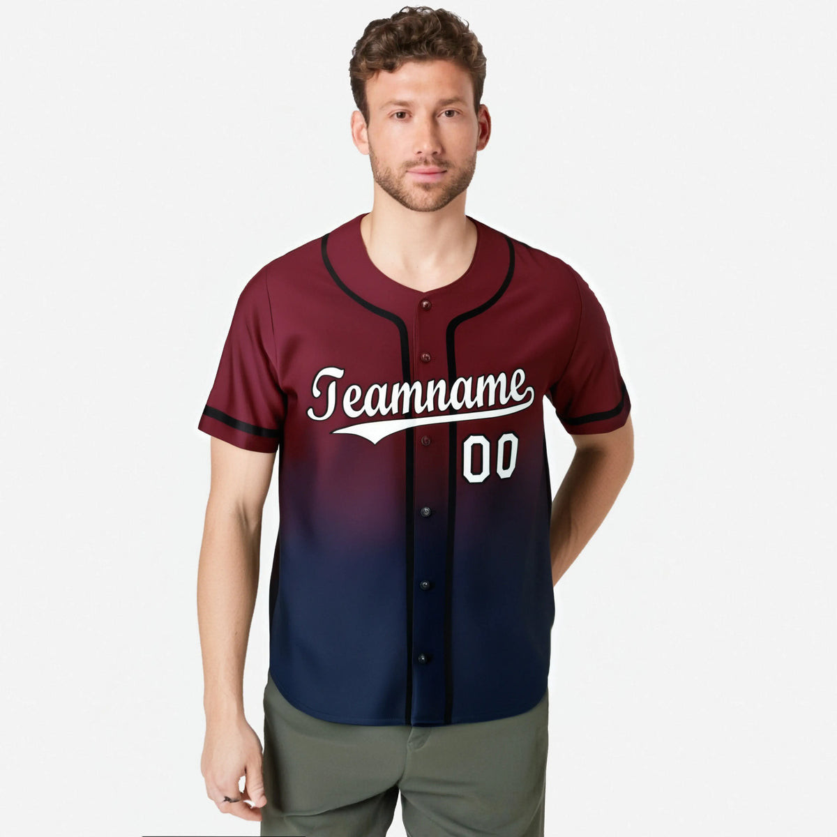 Custom Cardinal Navy-White Authentic Fade Fashion Baseball Jersey