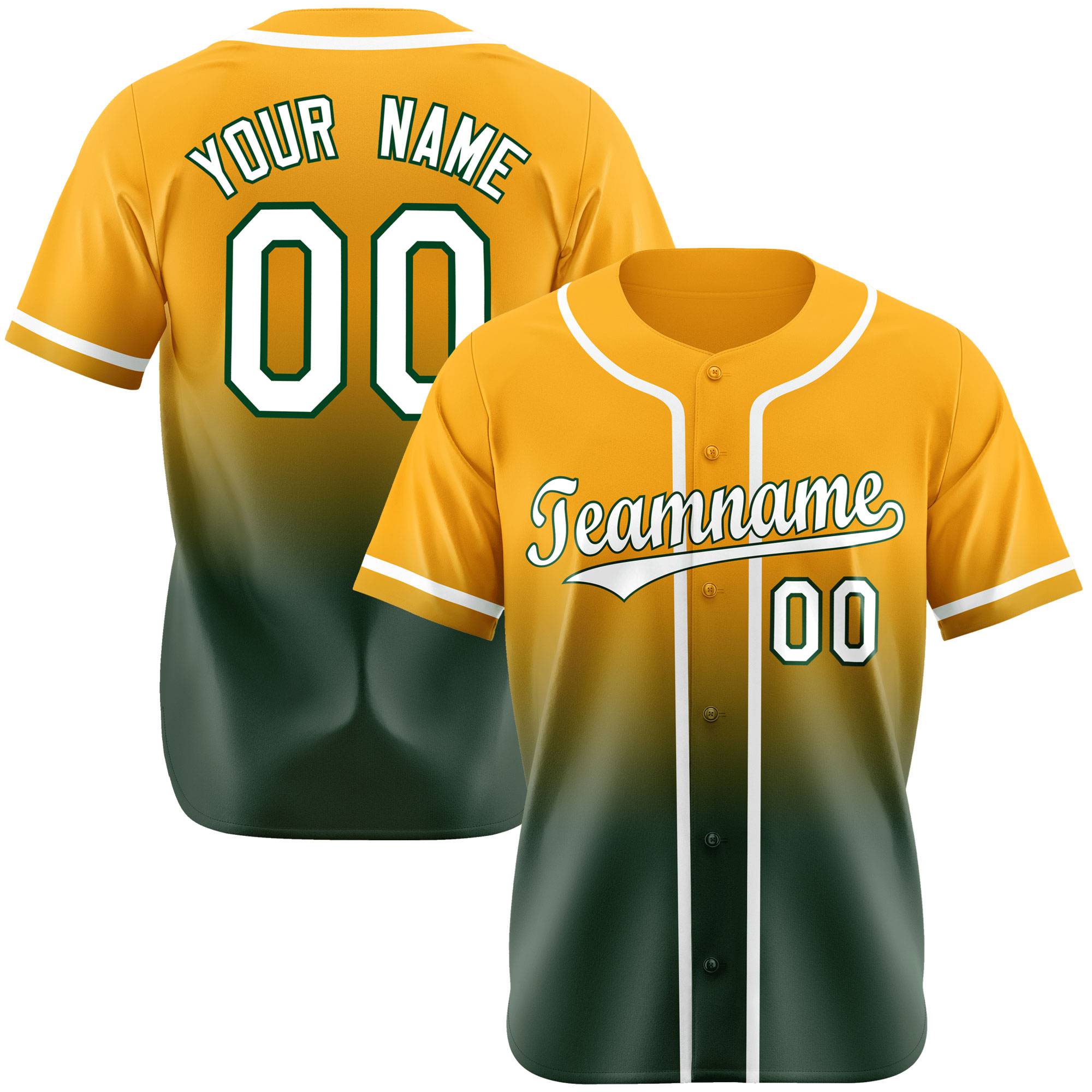 Custom Yellow Green Authentic Fade Fashion Baseball Jersey