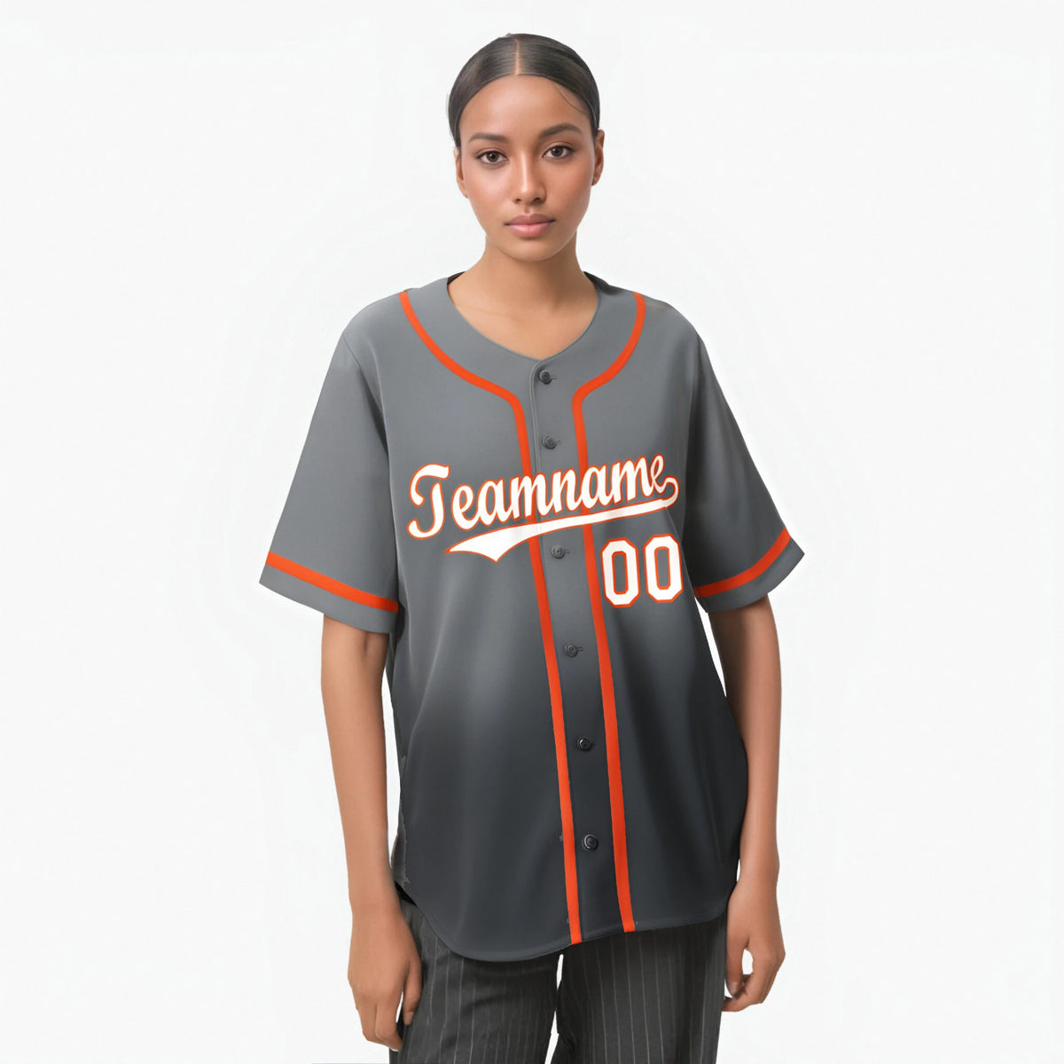 Custom Gray White-Orange Authentic Fade Fashion Baseball Jersey