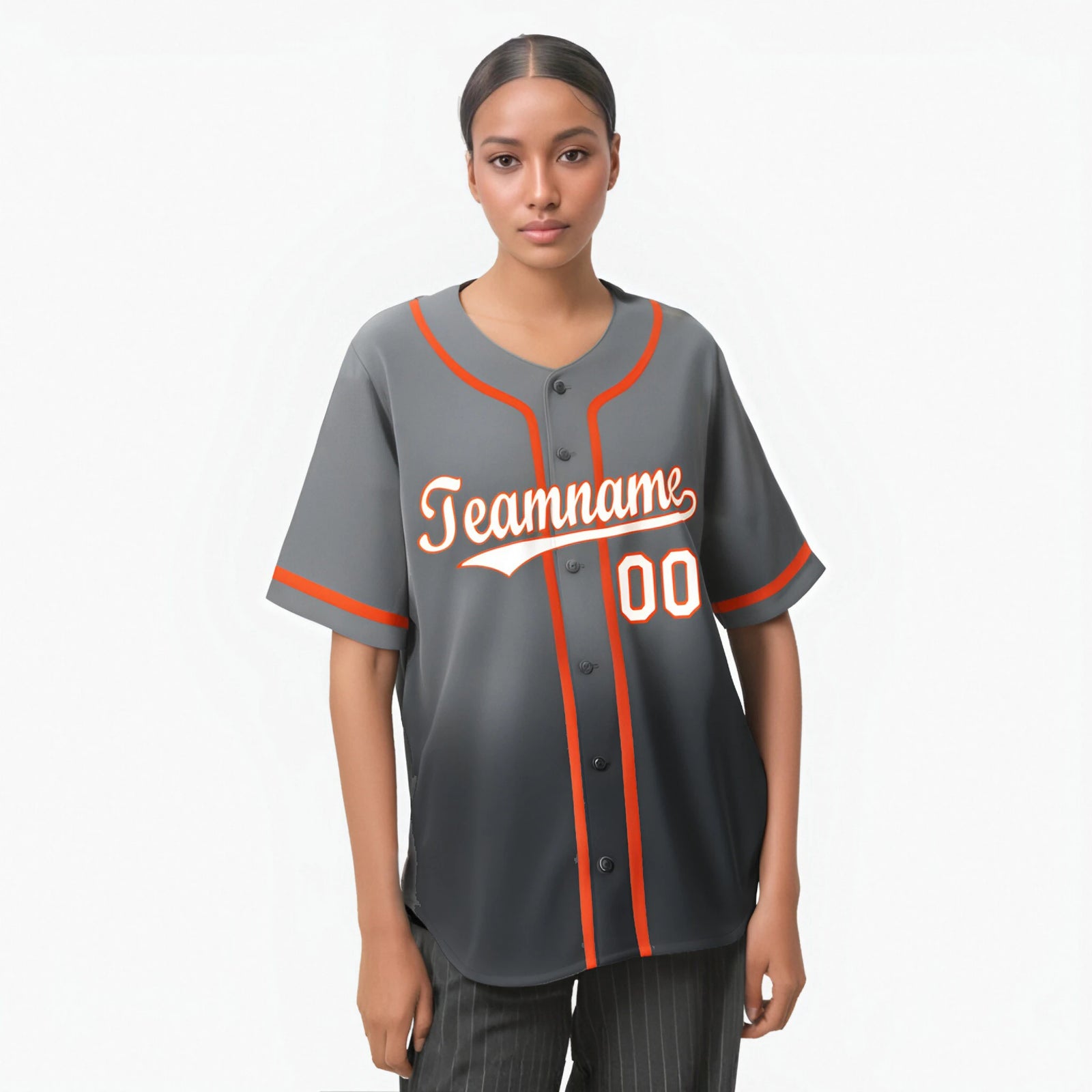 Custom Gray White-Orange Authentic Fade Fashion Baseball Jersey