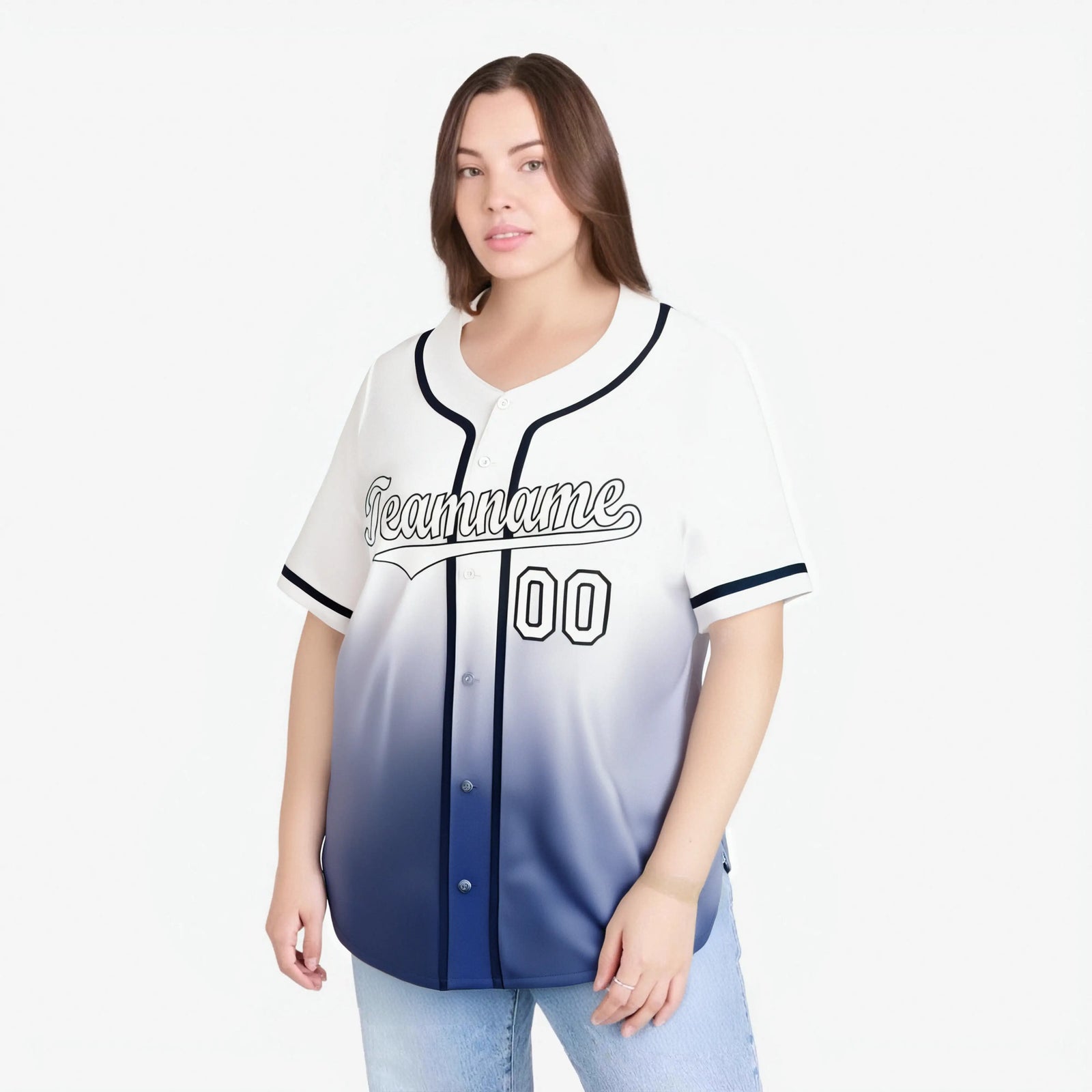 Custom Whit Blue Authentic Fade Fashion Baseball Jersey