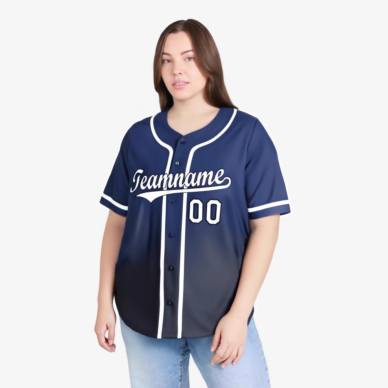 Custom Blue Navy-White Authentic Fade Fashion Baseball Jersey