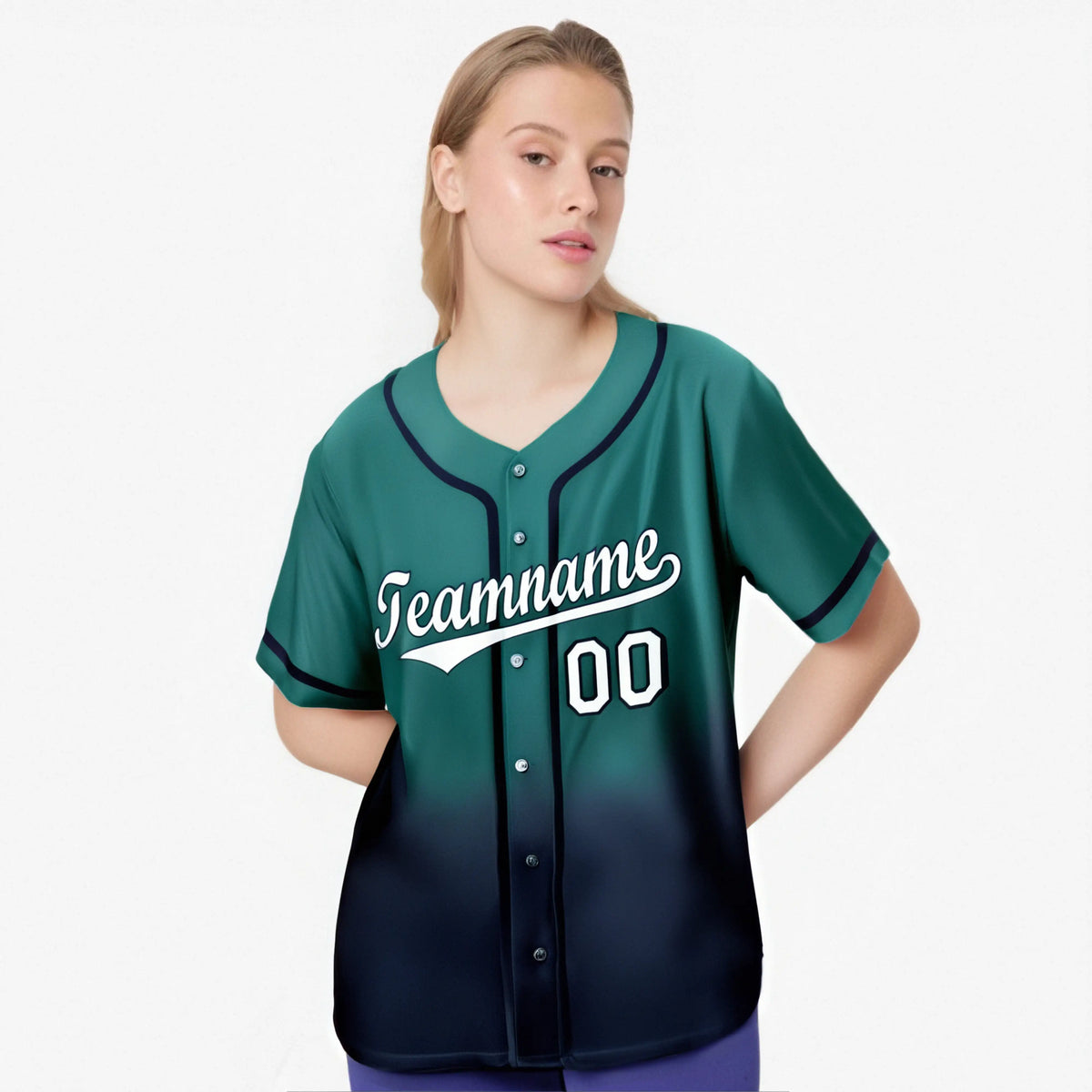 Custom Aqua Navy-White Authentic Fade Fashion Baseball Jersey