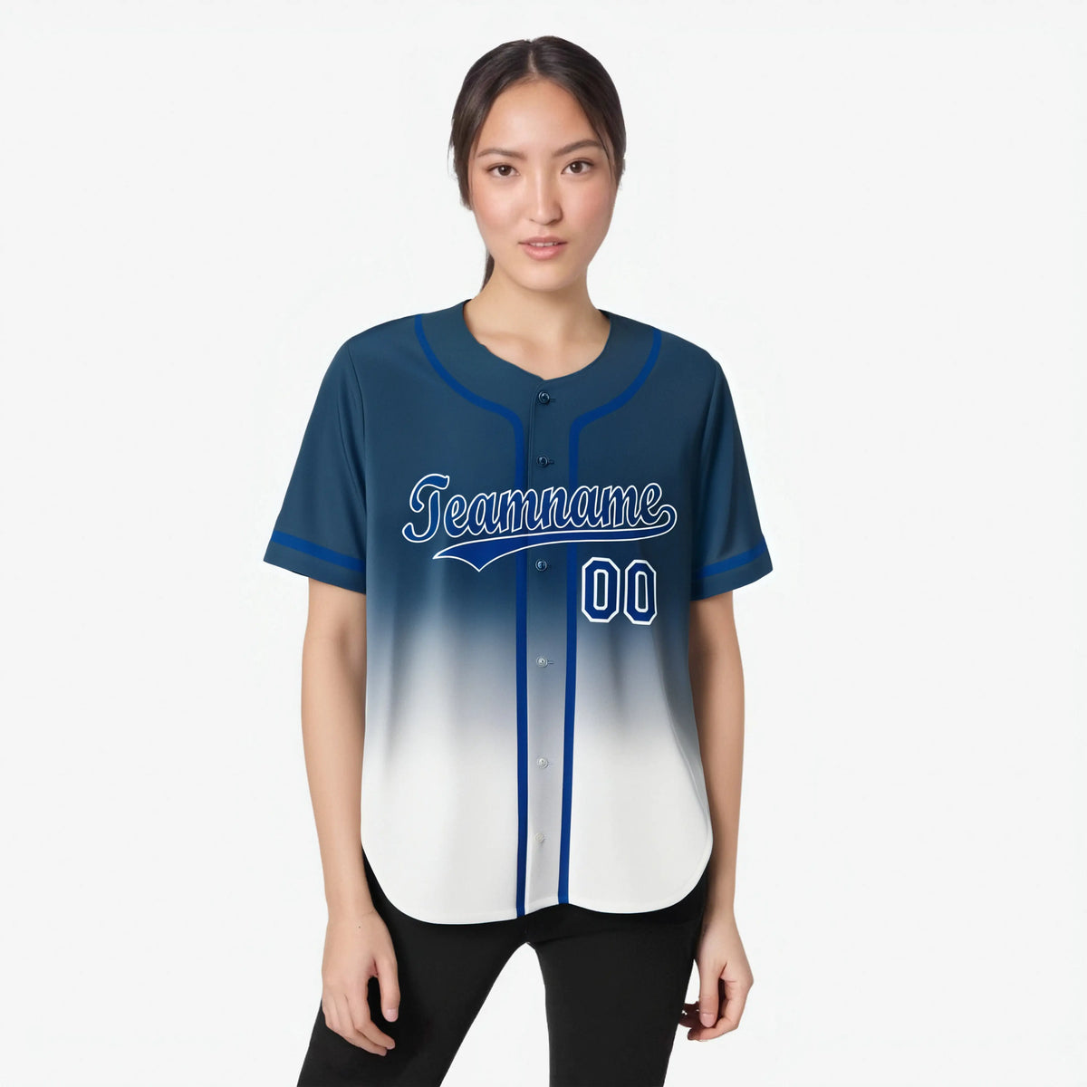 Custom Blue White Authentic Fade Fashion Baseball Jersey