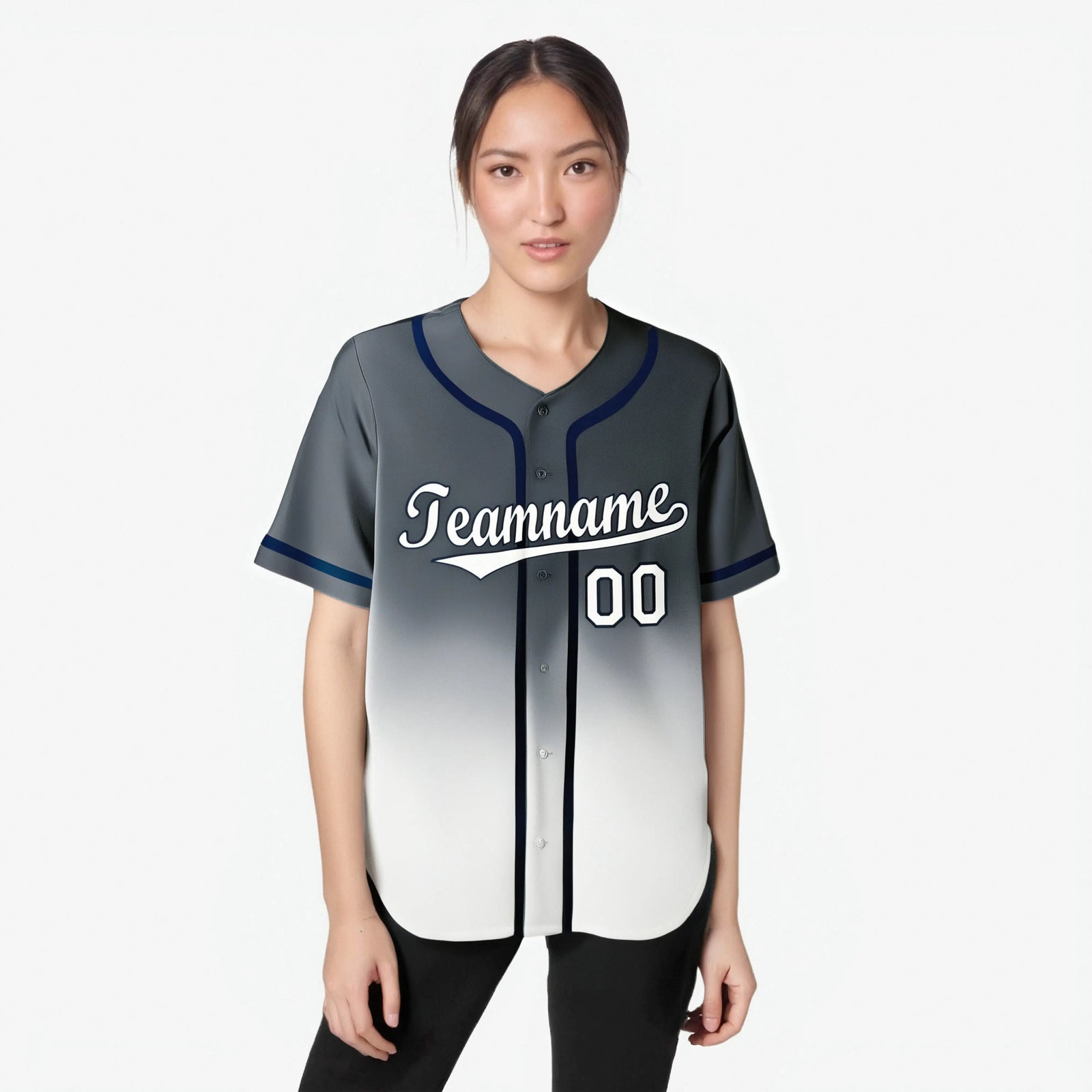 Custom Dark Gray White Authentic Fade Fashion Baseball Jersey