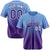 Custom Light Blue Purple-White Authentic Fade Fashion Baseball Jersey