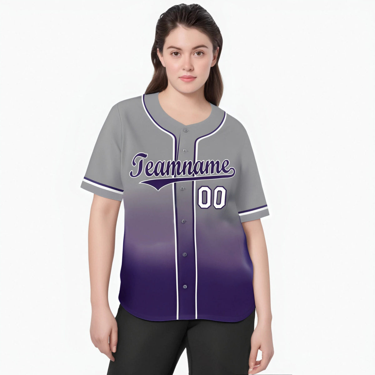 Custom Gray Purple-White Authentic Fade Fashion Baseball Jersey