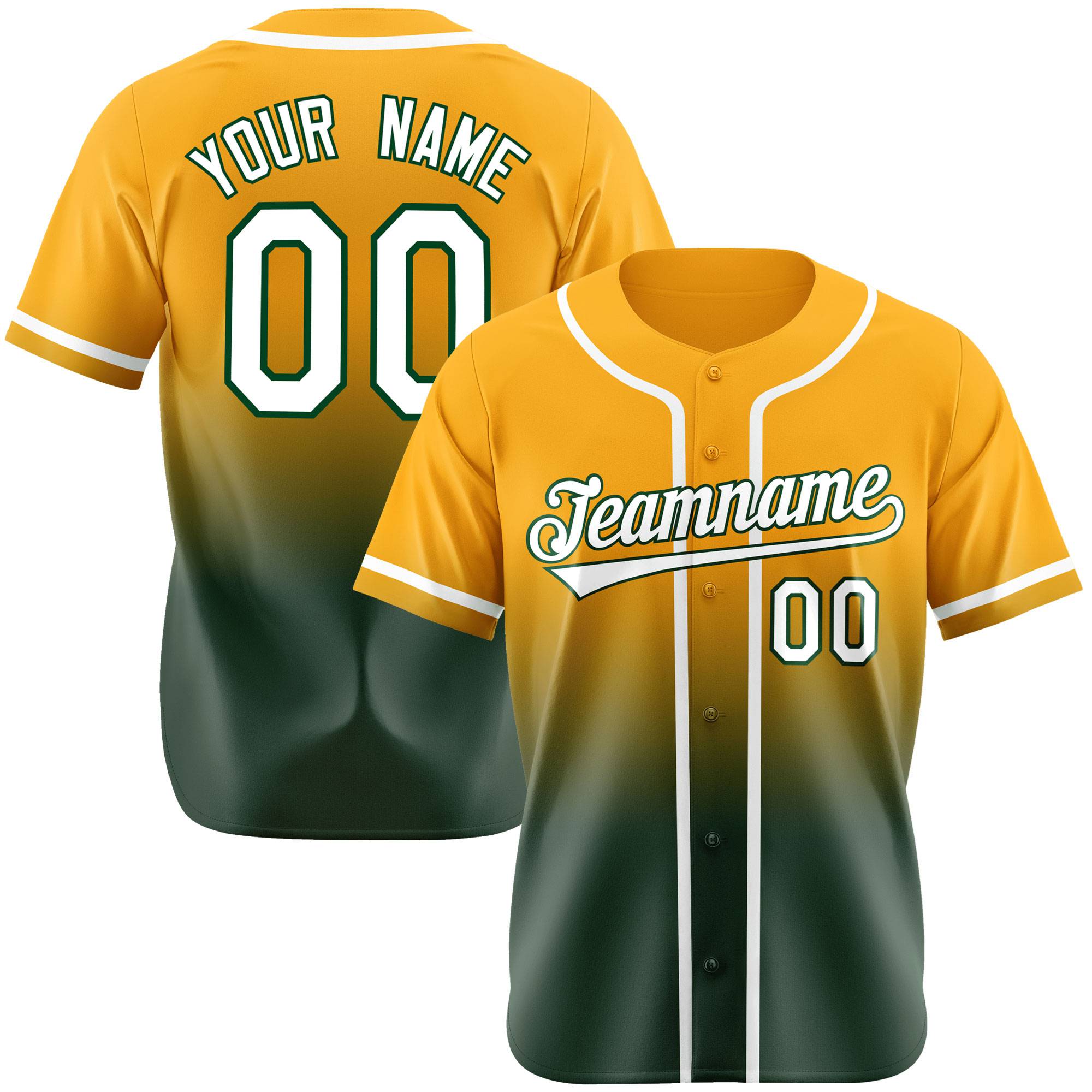 Custom Yellow Green Authentic Fade Fashion Baseball Jersey