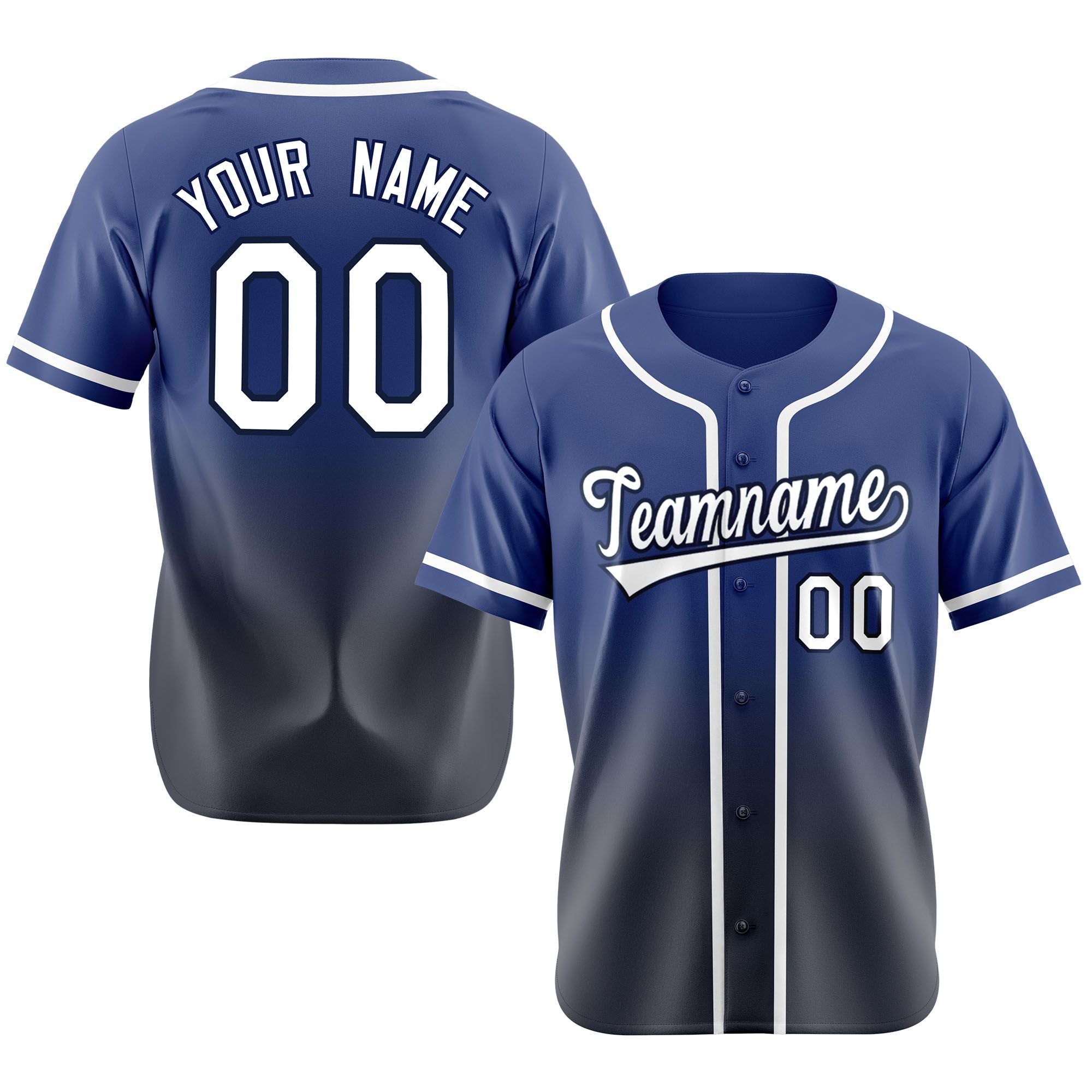 Custom Blue Navy-White Authentic Fade Fashion Baseball Jersey