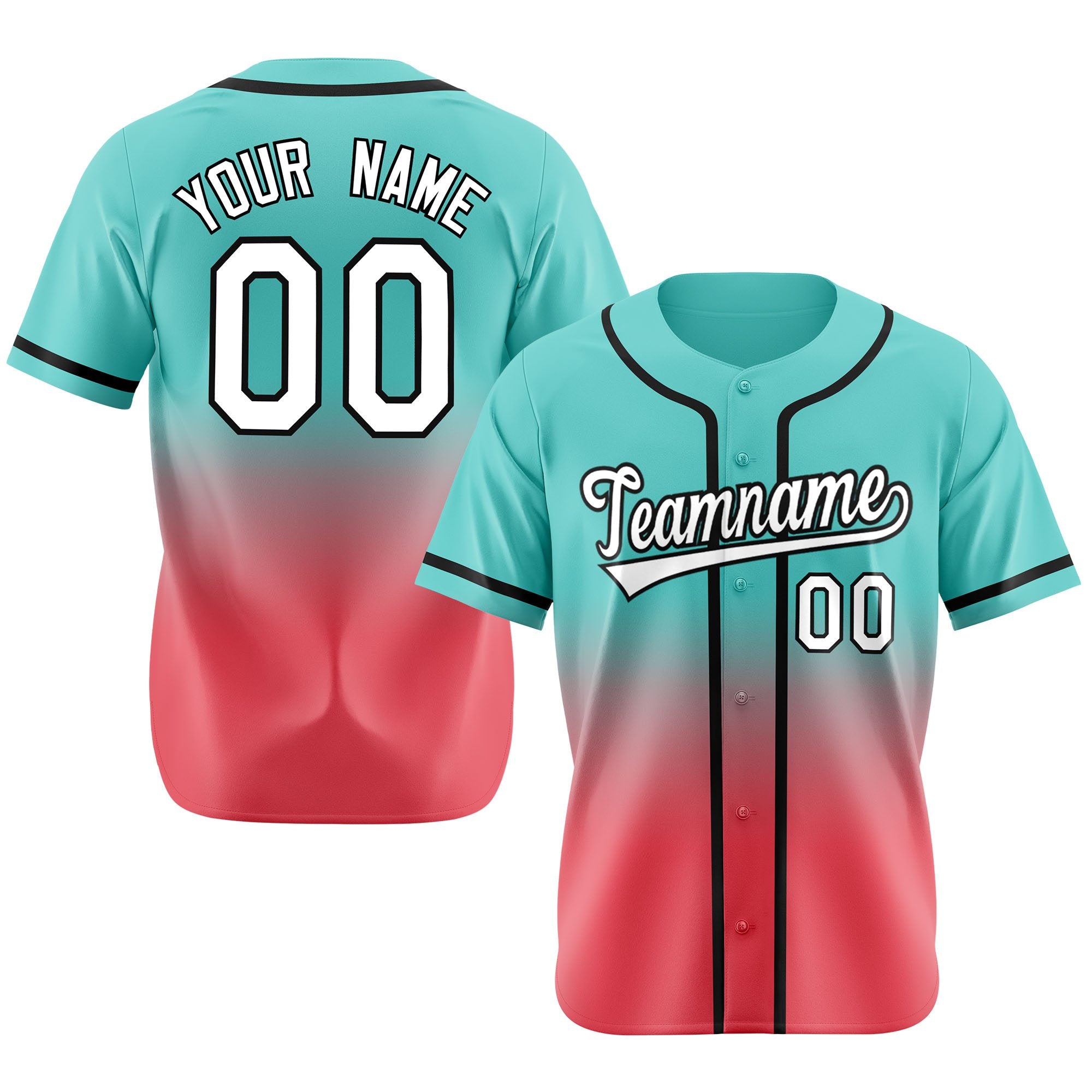 Custom Bright Green Red-Black Authentic Fade Fashion Baseball Jersey