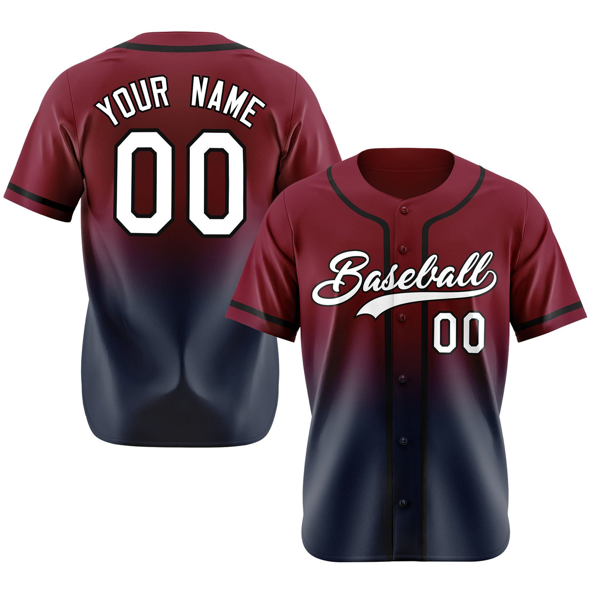 Custom Cardinal Navy-White Authentic Fade Fashion Baseball Jersey