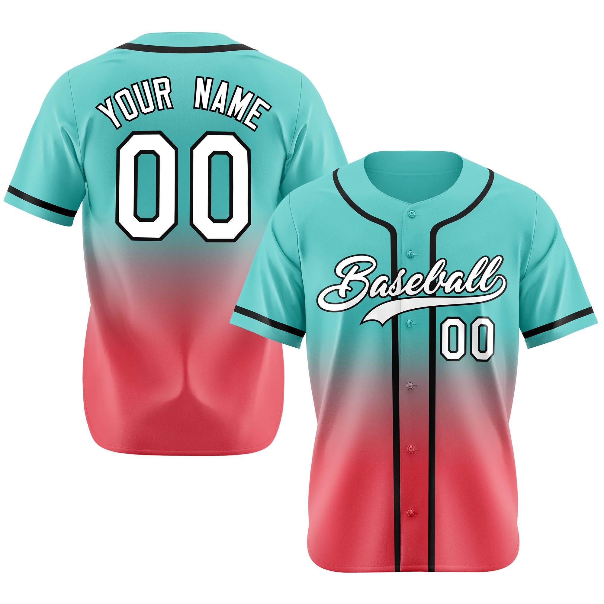 Custom Bright Green Red-Black Authentic Fade Fashion Baseball Jersey