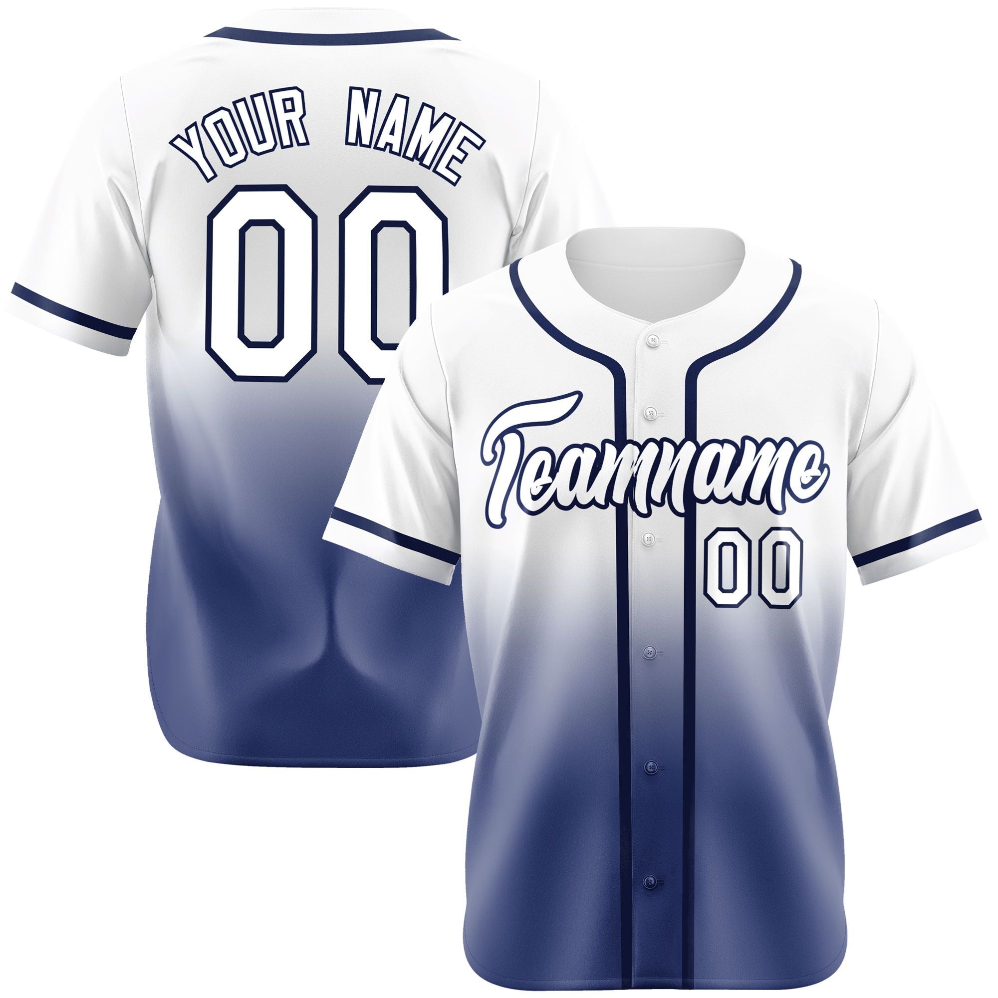 Custom Whit Blue Authentic Fade Fashion Baseball Jersey