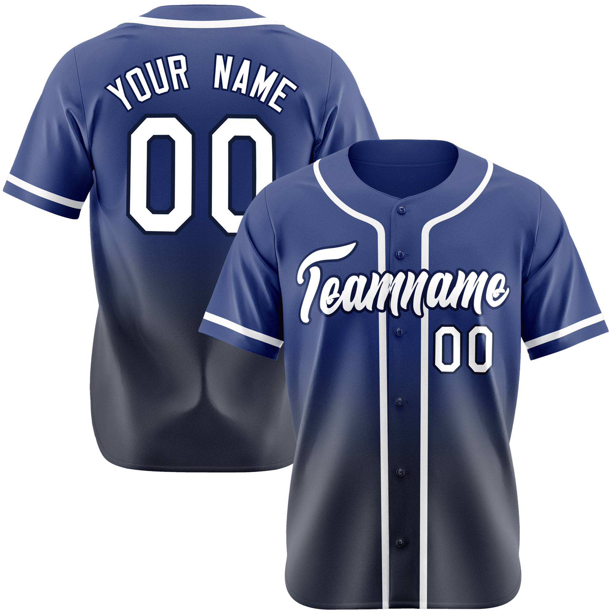 Custom Blue Navy-White Authentic Fade Fashion Baseball Jersey