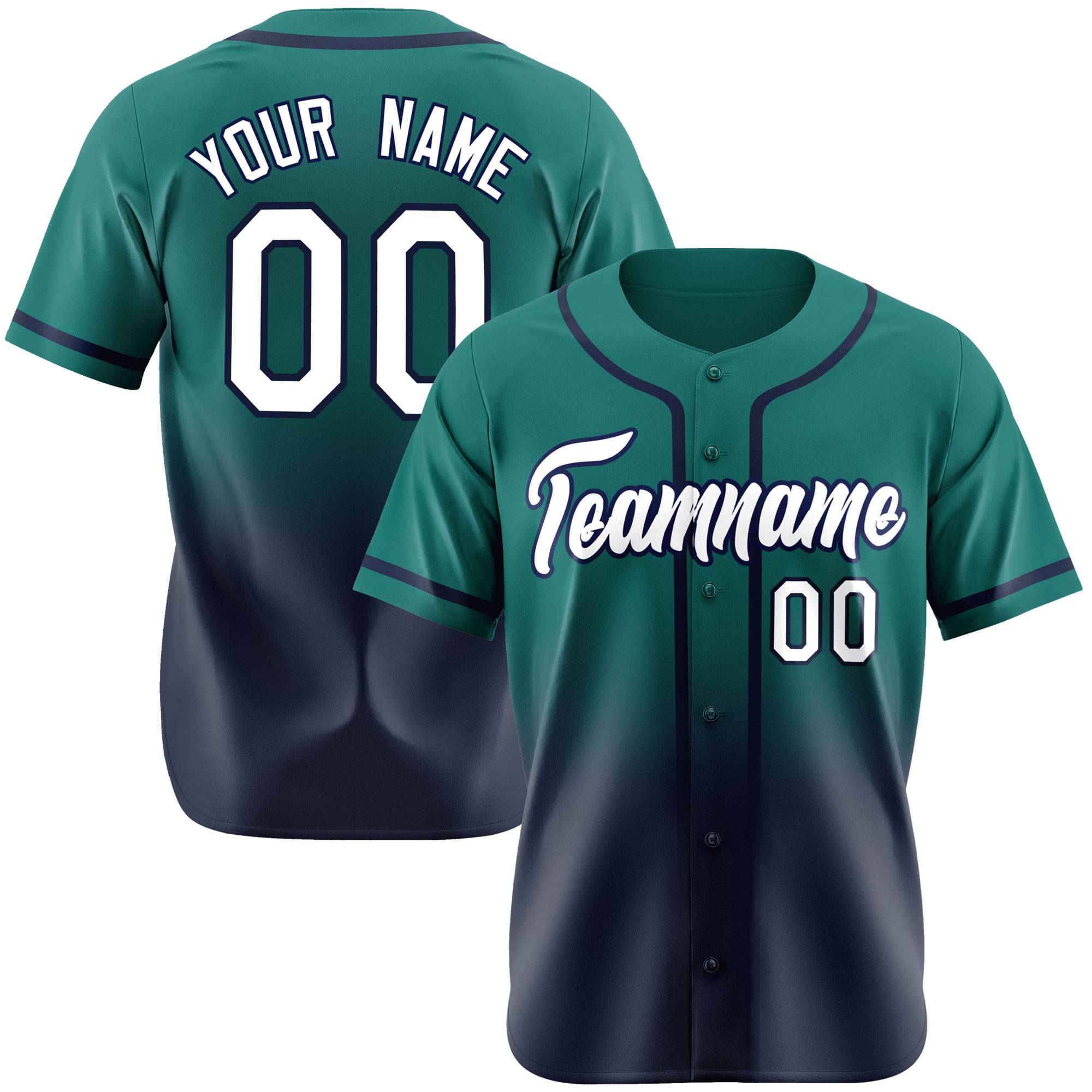 Custom Aqua Navy-White Authentic Fade Fashion Baseball Jersey