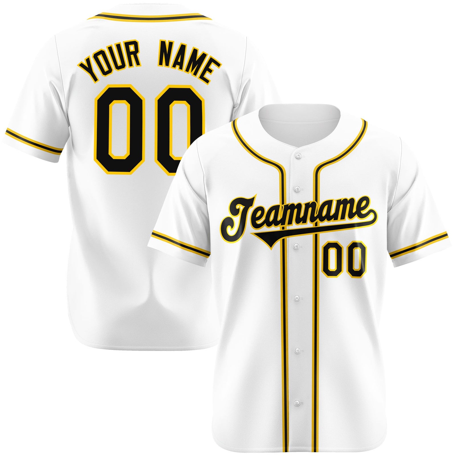 Custom White Black Yellow Authentic Baseball Jersey