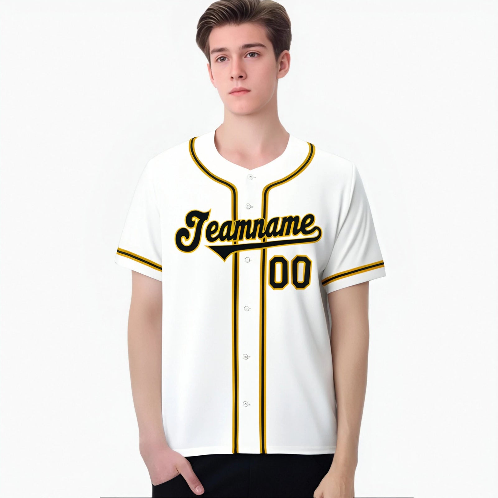Custom White Black Yellow Authentic Baseball Jersey