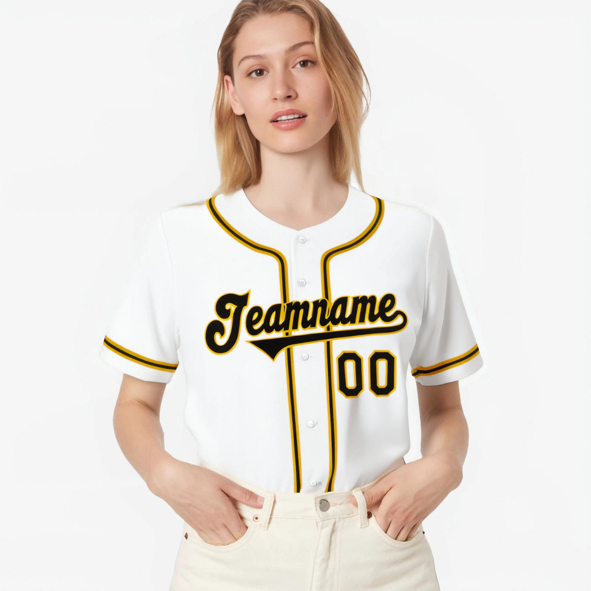 Custom White Black Yellow Authentic Baseball Jersey