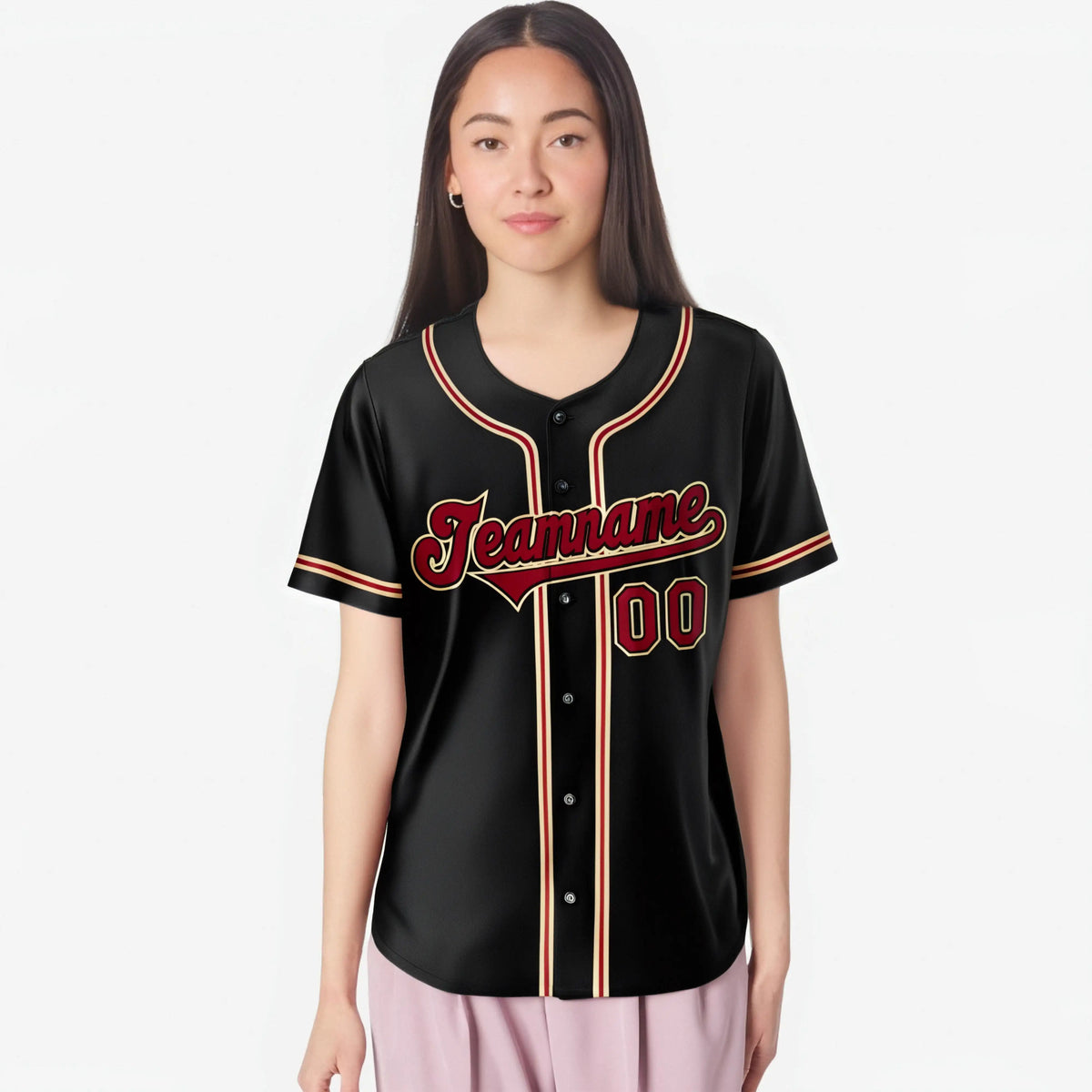 Custom Black Crimson Khaki Authentic Baseball Jersey