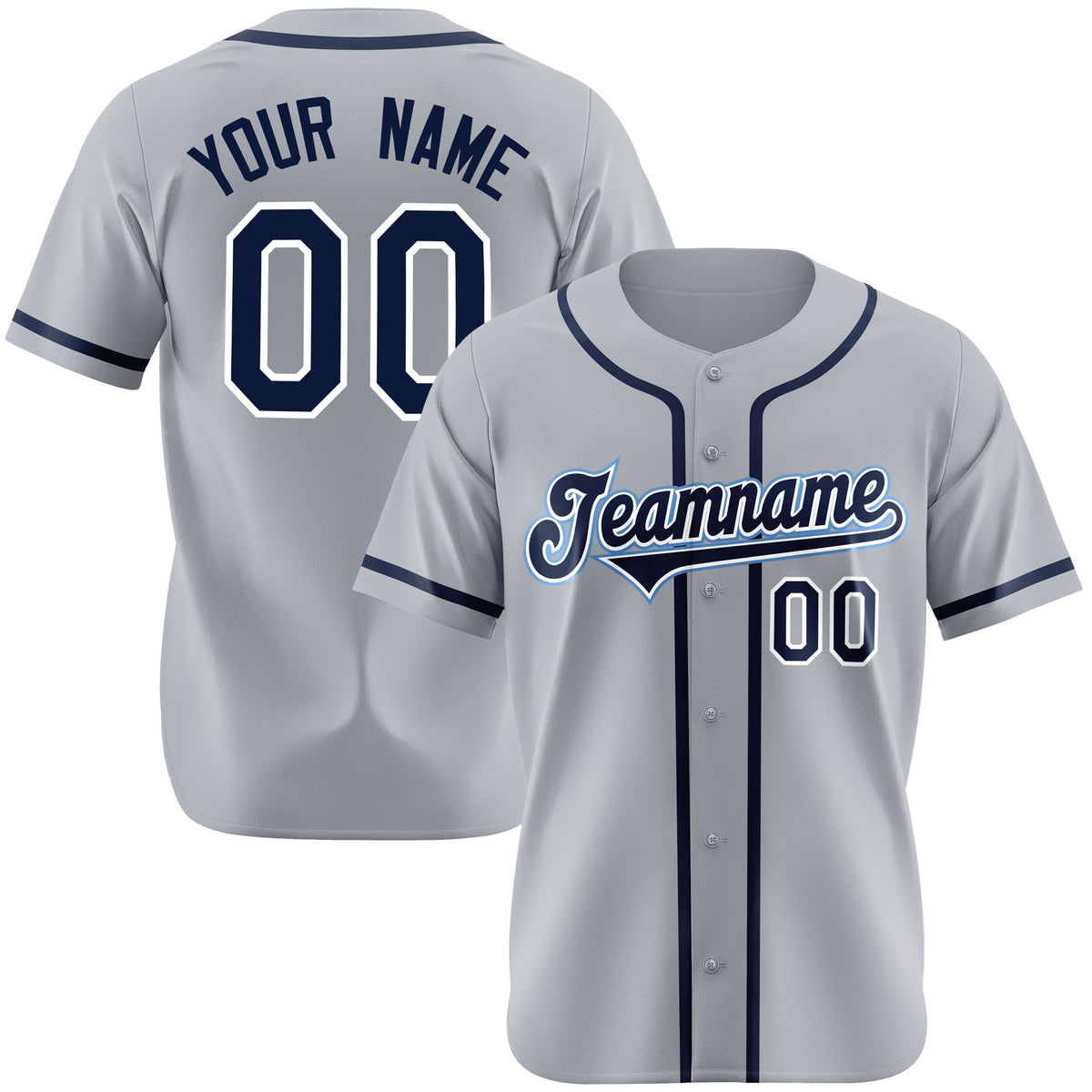 Custom Gray Navy Authentic Baseball Jersey