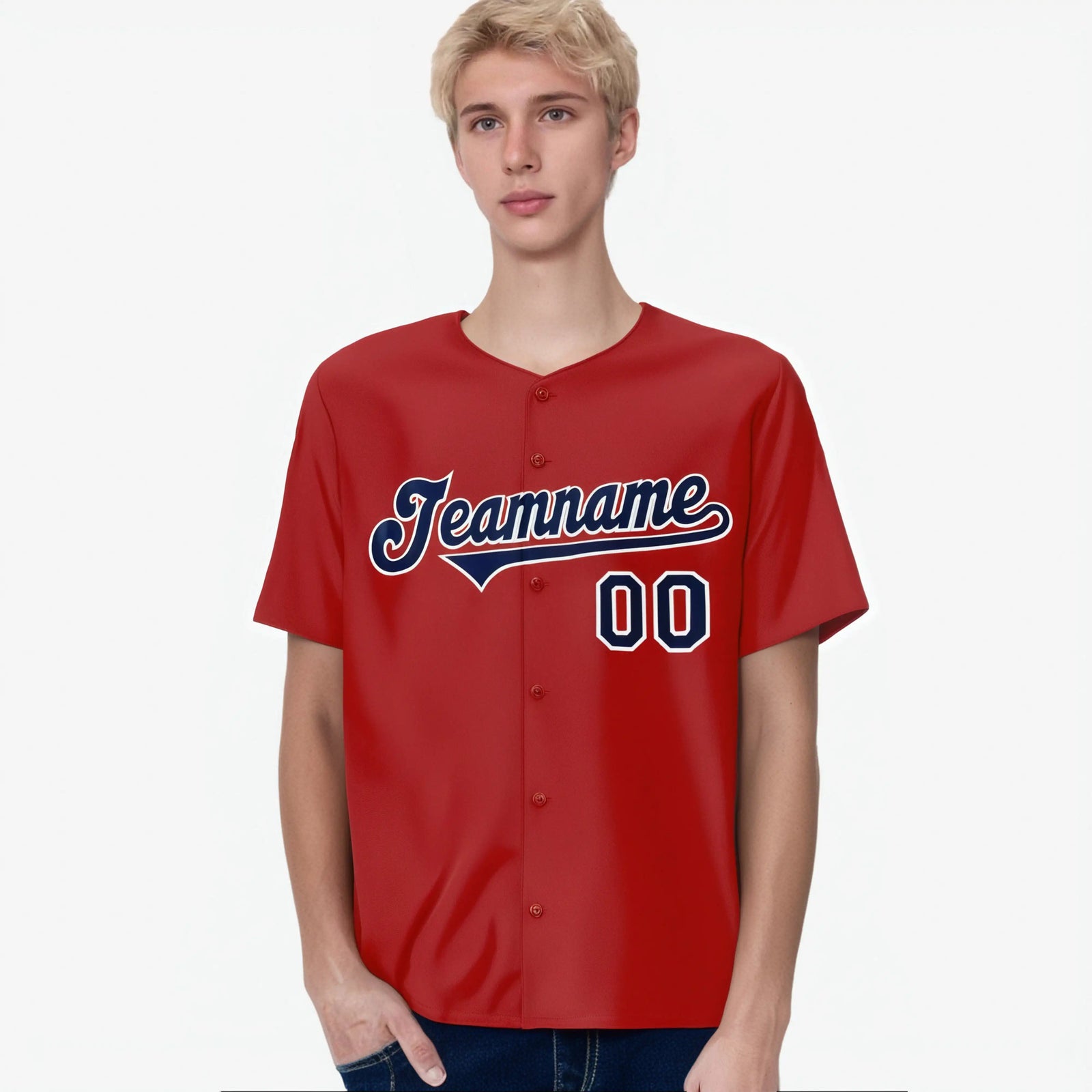 Custom Royal Red Navy White Authentic Baseball Jersey