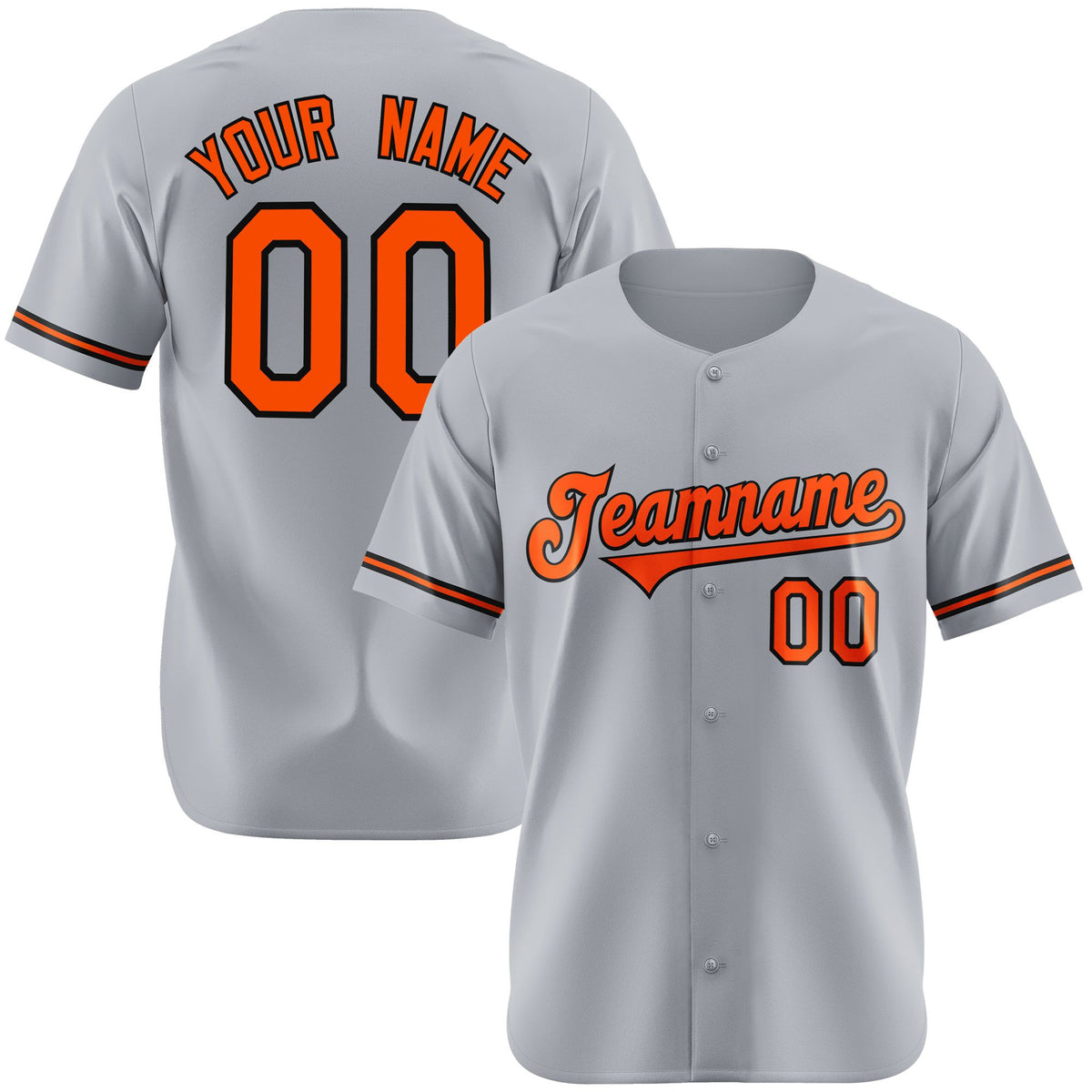 Custom Gray Orange Black Authentic Baseball Jersey