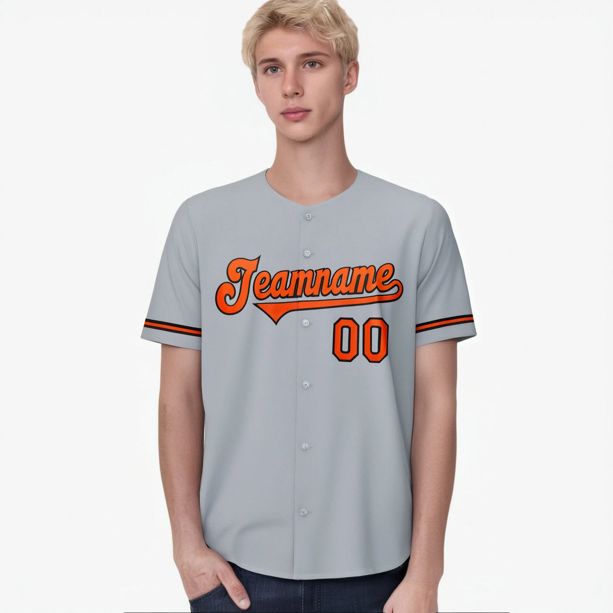 Custom Gray Orange Black Authentic Baseball Jersey